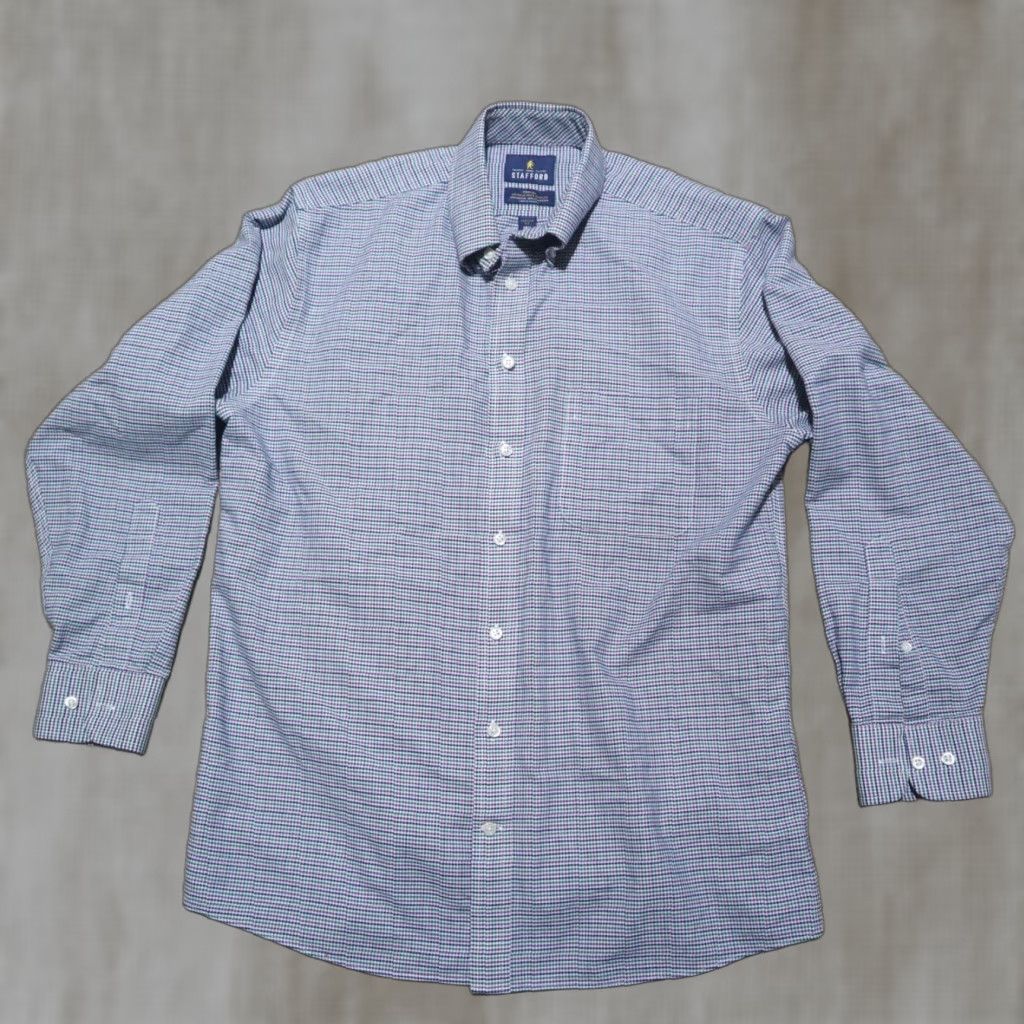 Stafford Stafford Shirt Long Sleeve Mens 15.5 Multicolor Button-Down 32-33 Casual Check 1990s Size US L / EU 52-54 / 3 - 1 Thumbnail