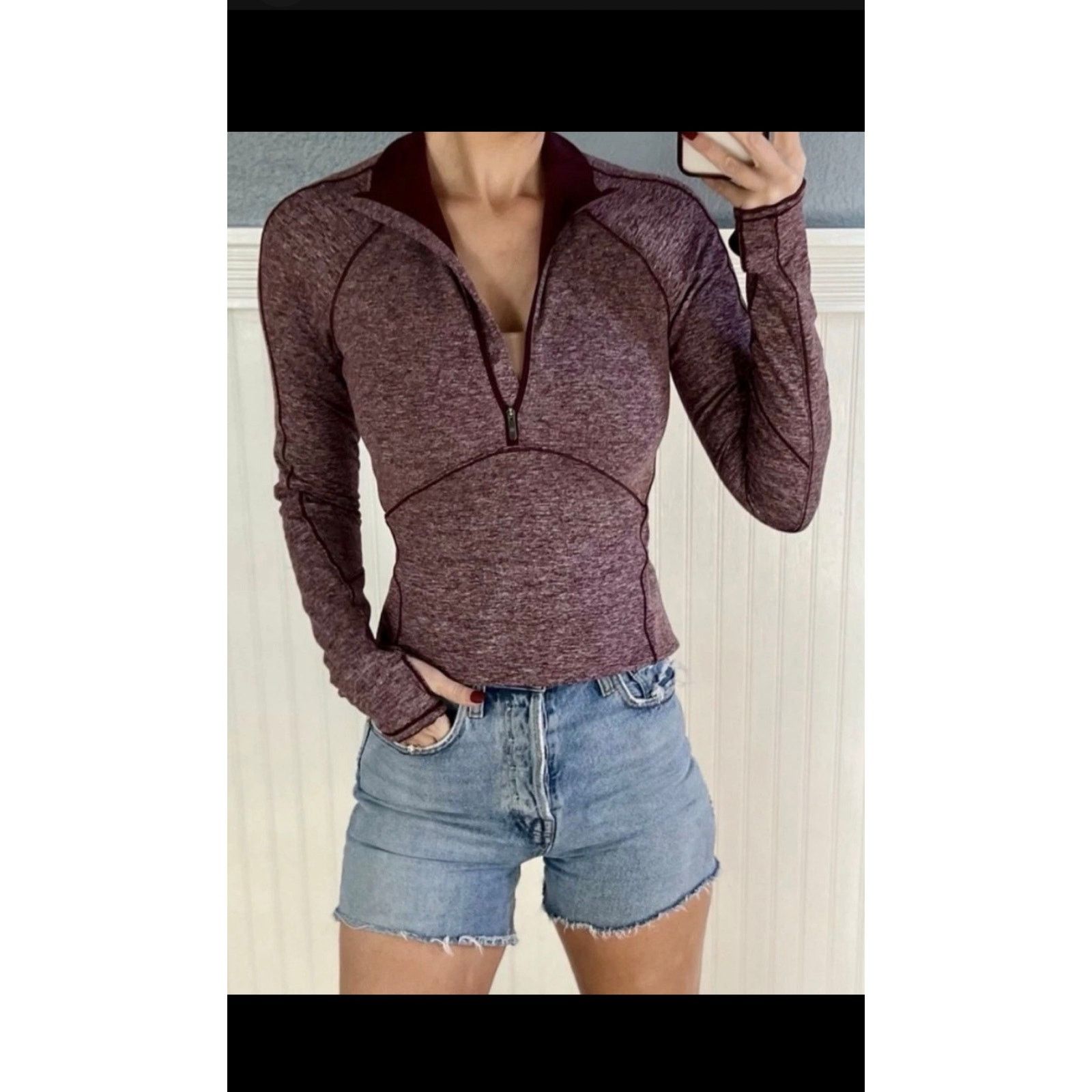Lululemon Lululemon Women Always Alert 1/2 Zip Heathered Garnet Sz 8 Size M / US 6-8 / IT 42-44 - 1 Thumbnail