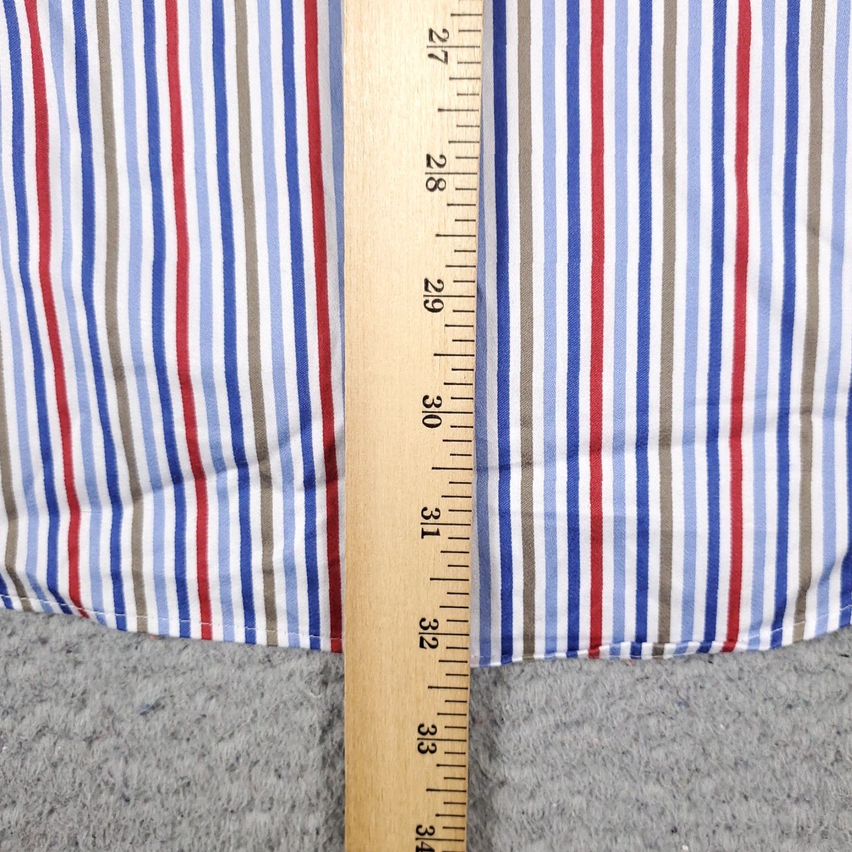 BUGATCHI Bugatchi Uomo Dress Shirt Mens 17 Blue Red Striped Long Sleeve Button-Up Classic Casual Size 46R - 4 Thumbnail