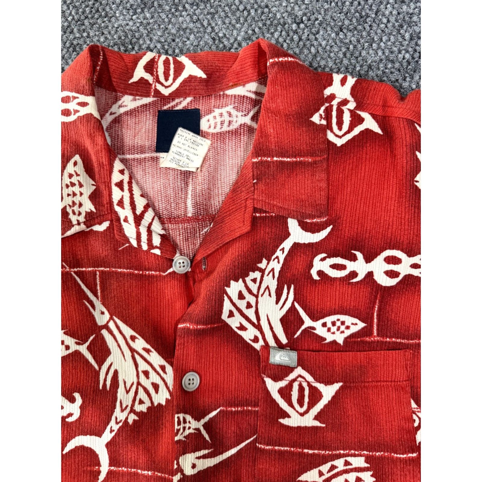 Quiksilver Quiksilver Shirt Button-Up Mens XL Red Hawaiian Tropical Fish Print Vintage Size US XL / EU 56 / 4 - 4 Thumbnail