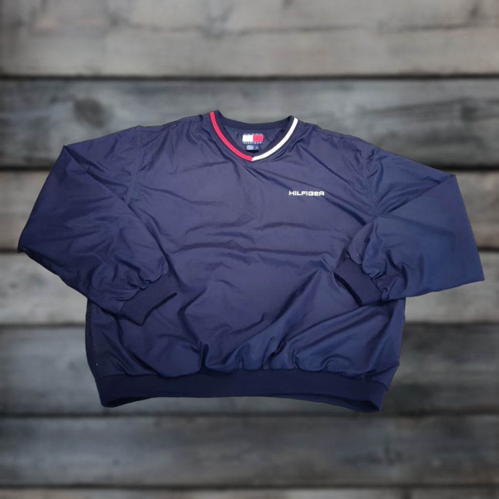 Tommy Hilfiger VINTAGE Tommy Hilfiger Windbreaker Jacket Mens L Blue 90s Y2K Streetwear Logo Pullover Short Jacket Coat Packable Elastic Cuffs Waist Size US L / EU 52-54 / 3 - 1 Thumbnail