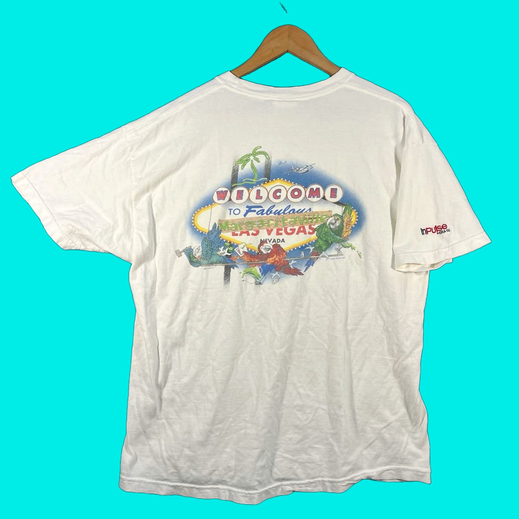 Hanes Vintage Margaritaville Jimmy Buffett T-Shirt Mens XL Parrot Las Vegas Y2K 2002 Size US XL / EU 56 / 4 - 1 Thumbnail
