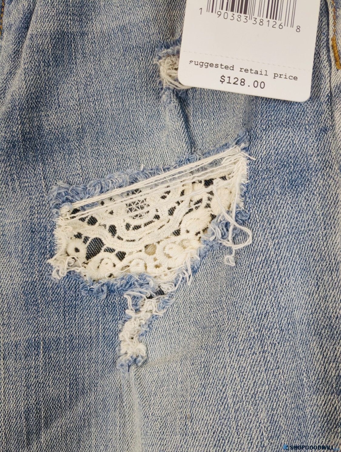 Free People Free People Women’s Light Washed Distressed Jeans Lace NWT Size 29" - 7 Thumbnail