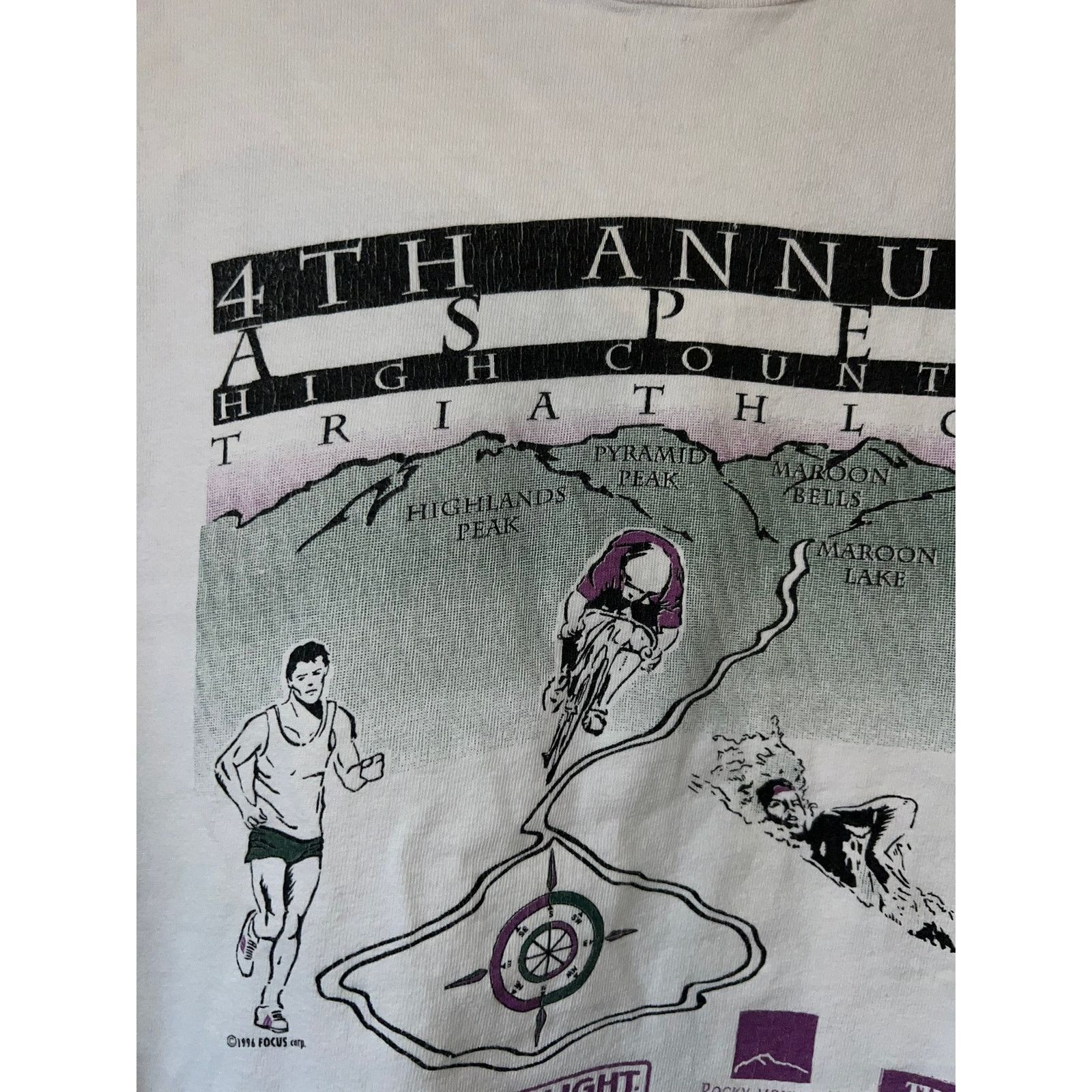 Hanes Vintage Aspen Shirt 4th High Country Triathlon Cycle XL 90s Size US XL / EU 56 / 4 - 3 Thumbnail