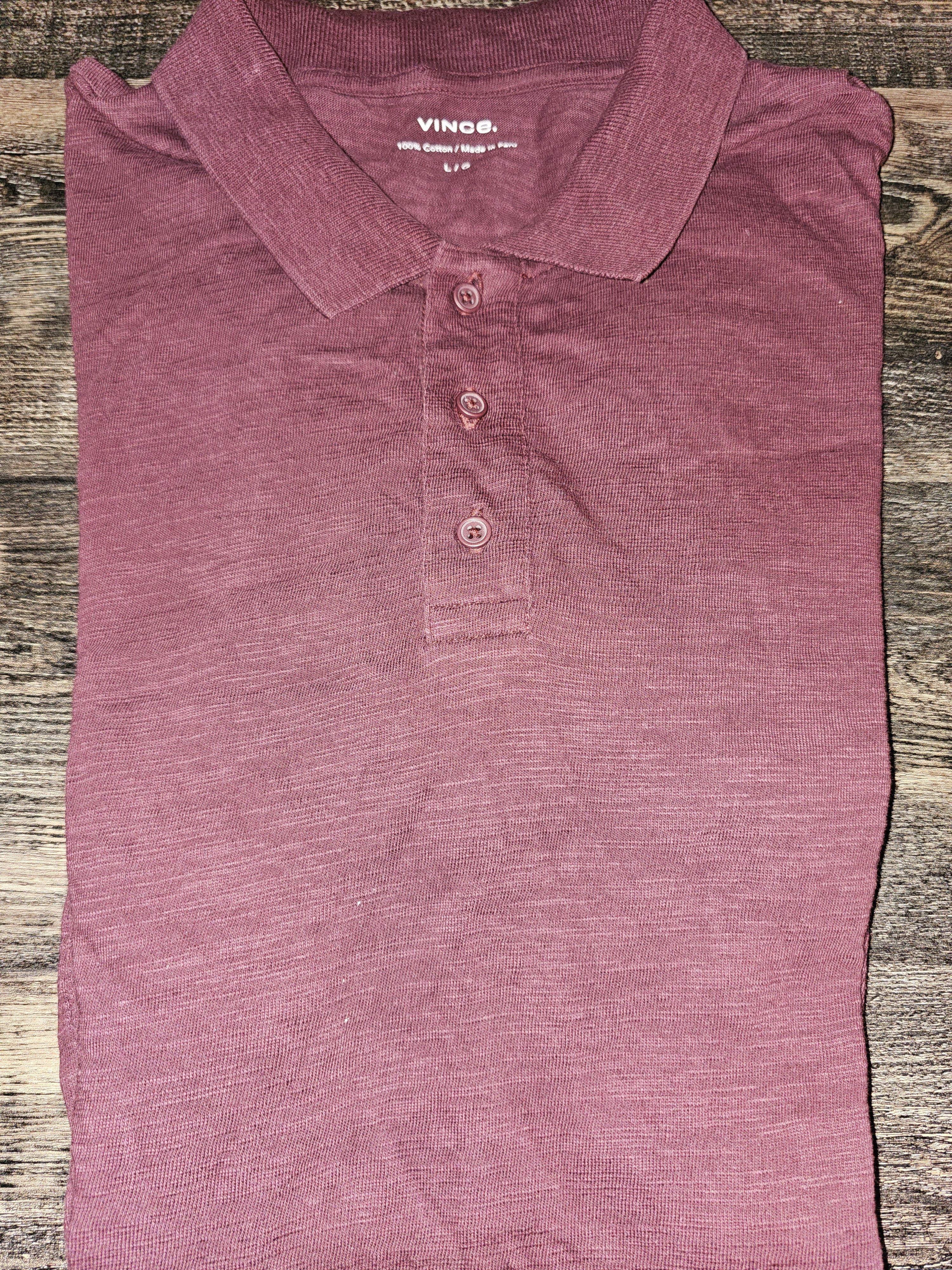 Vince Vince Burgundy Slub Cotton Polo (MSRP $115) Size US L / EU 52-54 / 3 - 1 Thumbnail