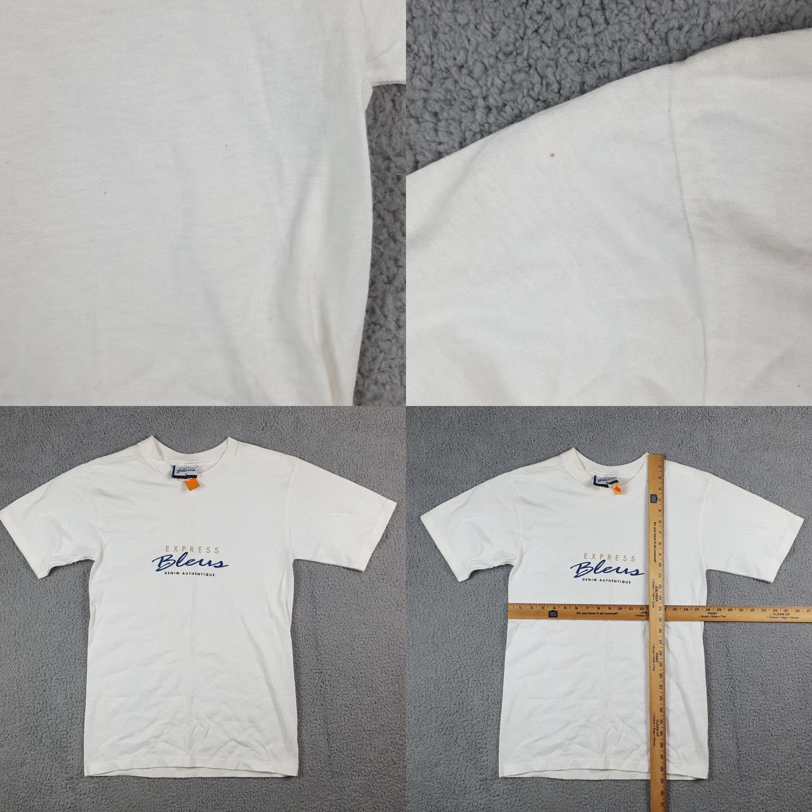 Express VINTAGE Y2K Express Bleus Logo T-Shirt Size XS Blue Denim Spell Out USA Made Mens Size US XS / EU 42 / 0 - 8 Thumbnail