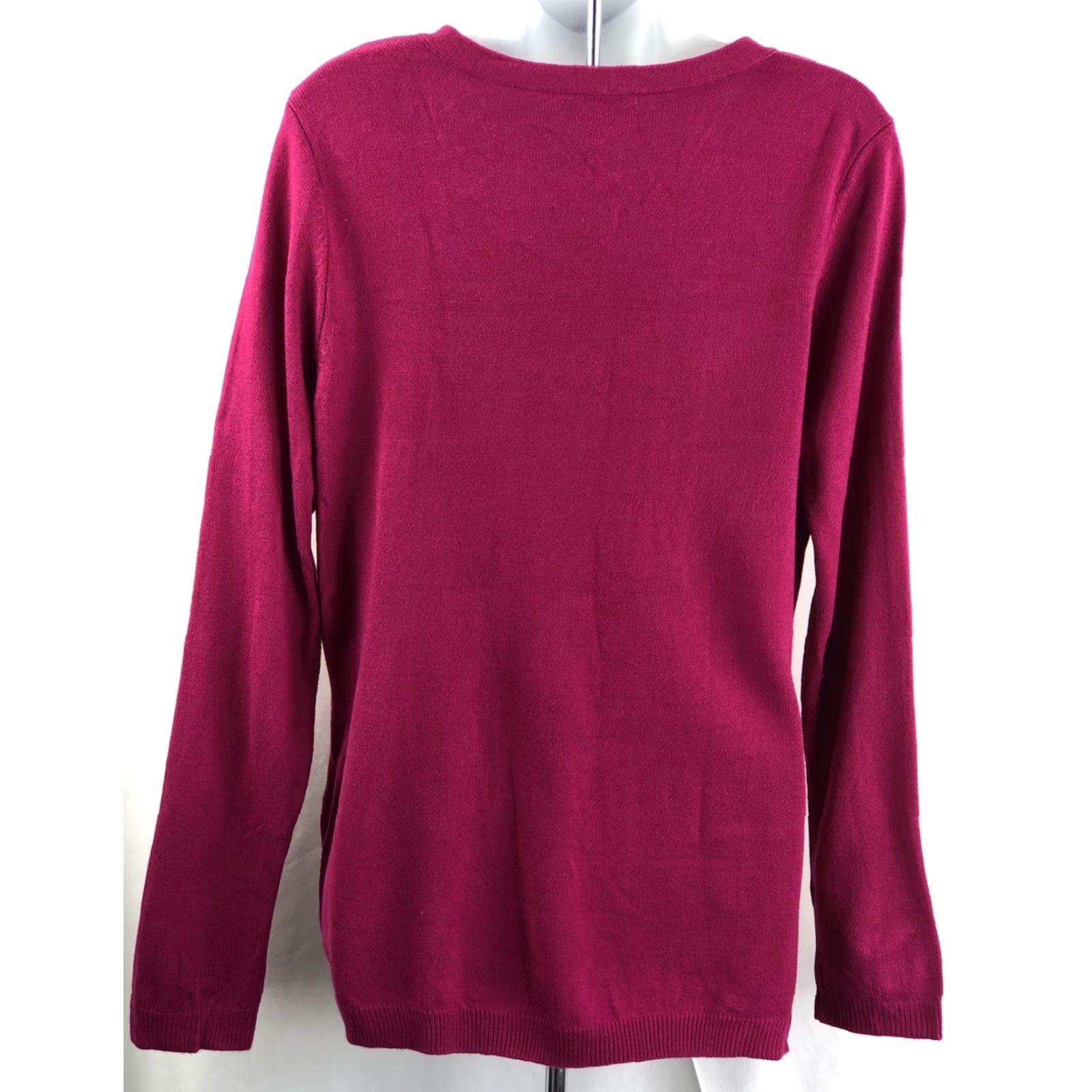 Vintage VINTAGE New York And Company Sweater Argyle V-Neck Long Sleeve L Beaded Purple Magenta Womens Size L / US 10 / IT 46 - 3 Thumbnail