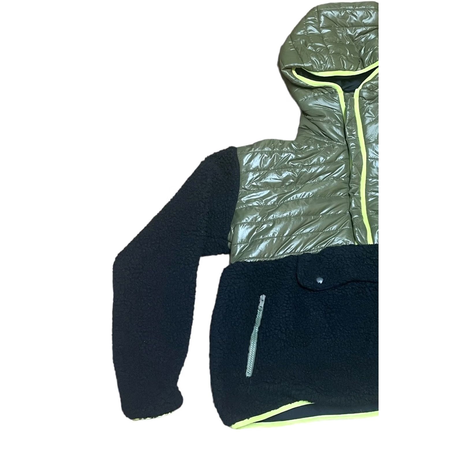 Vintage Dee Elly Jacket Womens 1/2 Zip Fleece Green Black Puffy Mid-Length Regular Size S Pullover Jacket Size S / US 4 / IT 40 - 3 Thumbnail