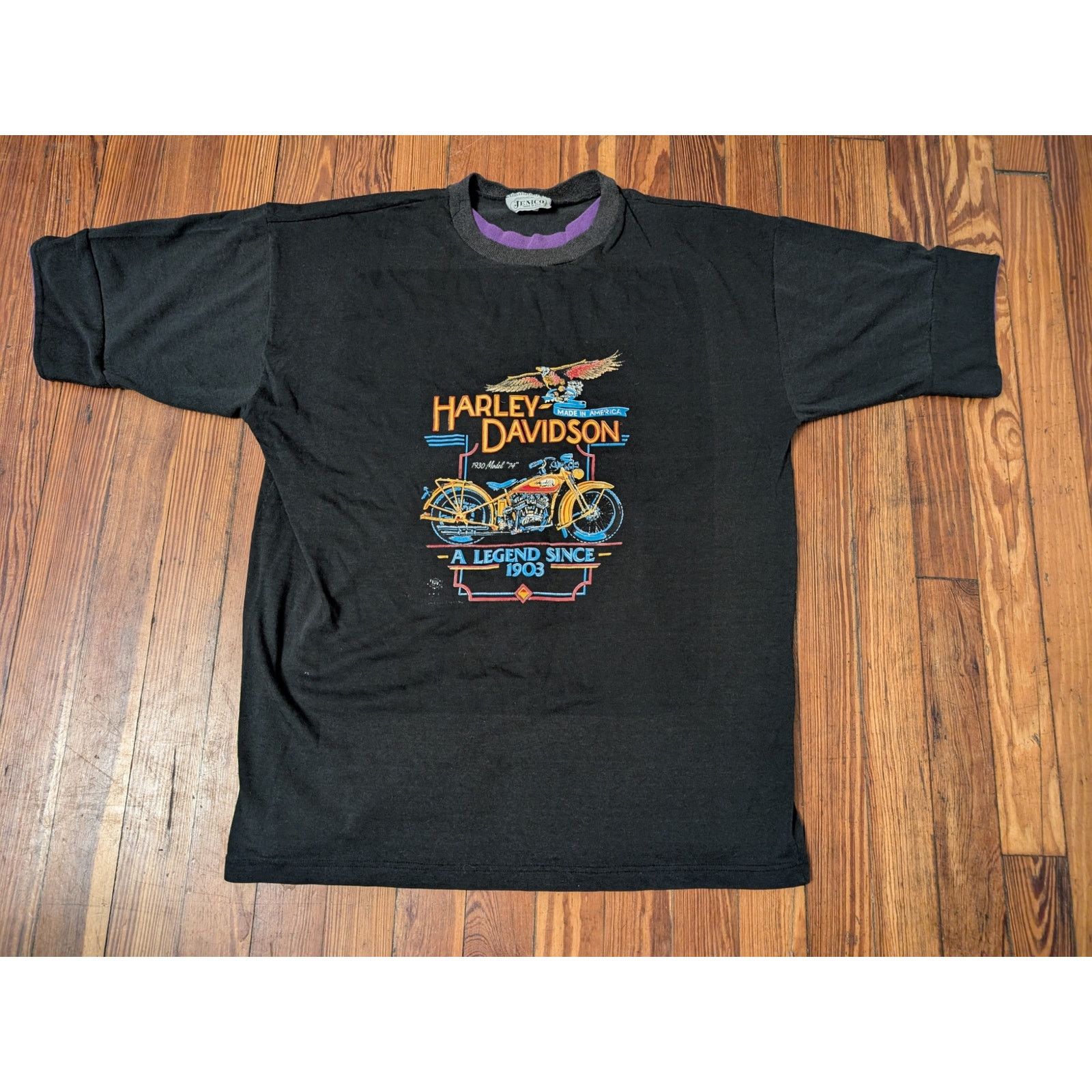 Harley Davidson Harley Davidson Vintage 80s A Legend Since 1903 Black Large Size US L / EU 52-54 / 3 - 1 Thumbnail
