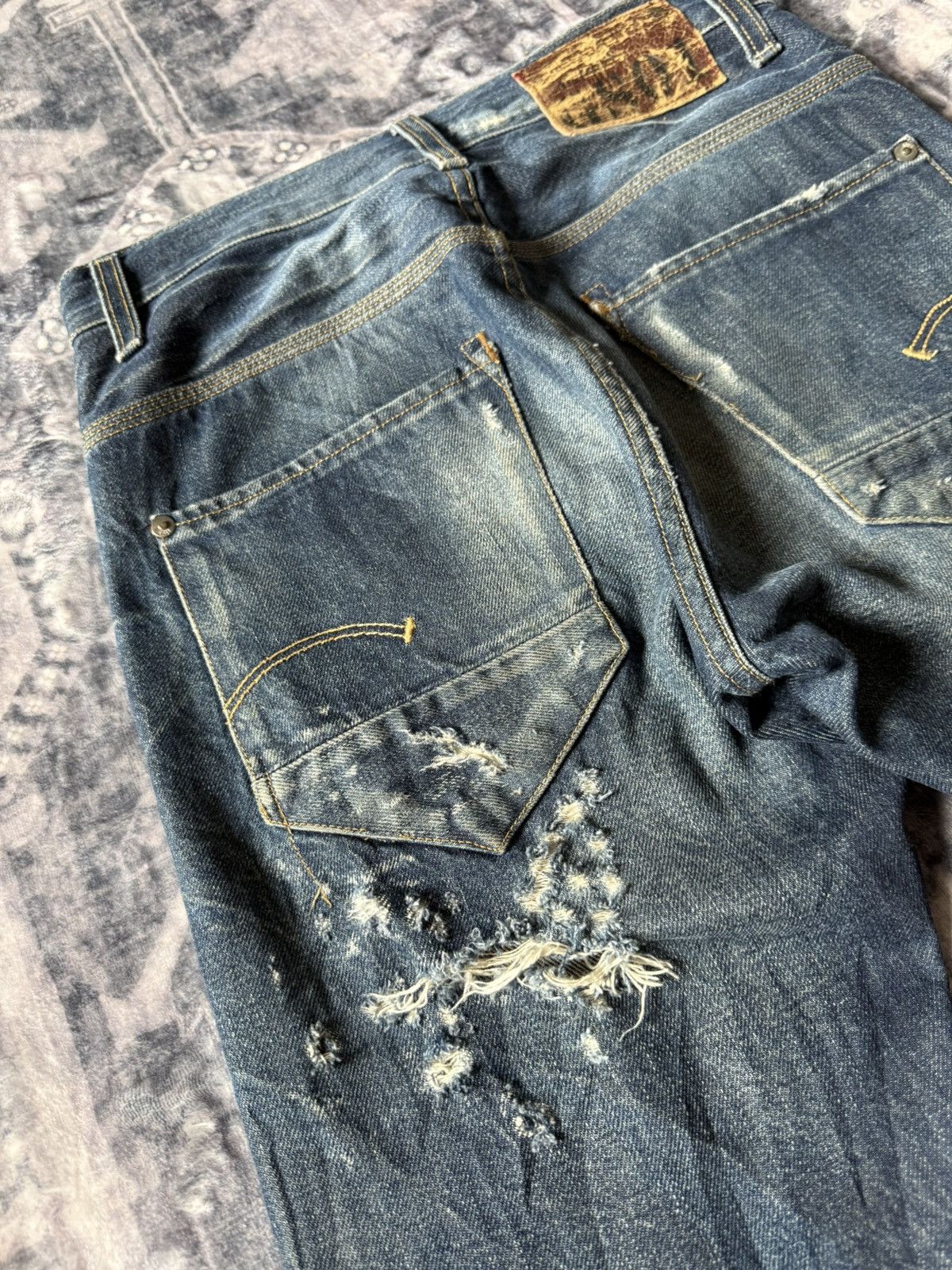 G-Star G Star Raw Distressed Radar Slim Stacked Jeans Size US 28 / EU 44 - 19 Thumbnail