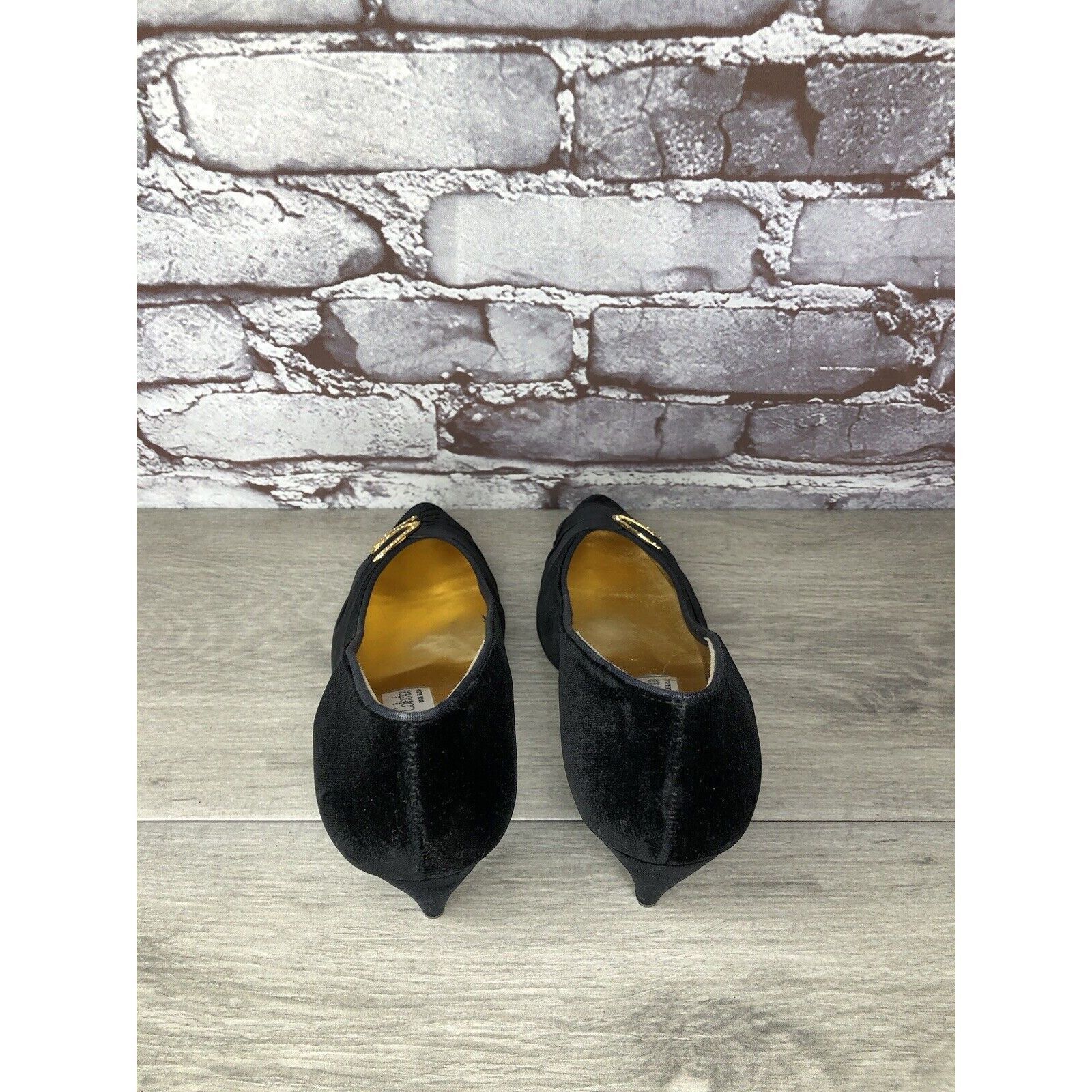 Other Private Collection Black Suede Rhinestone Pointed Toe Pumps Size US 9.5 / IT 39.5 - 6 Thumbnail