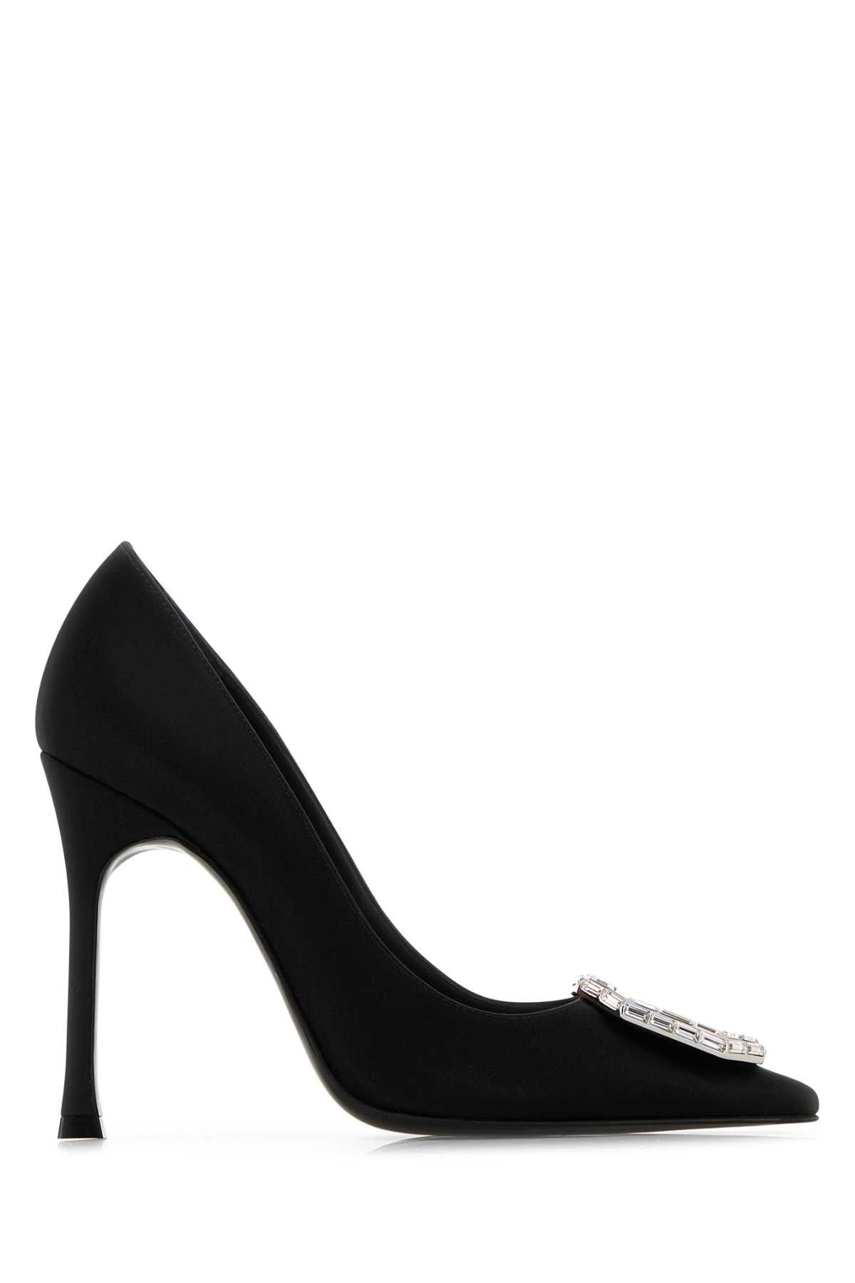 Amina Muaddi Black Satin Camelia 105 Pumps Size US 11 / IT 41 - 1 Thumbnail