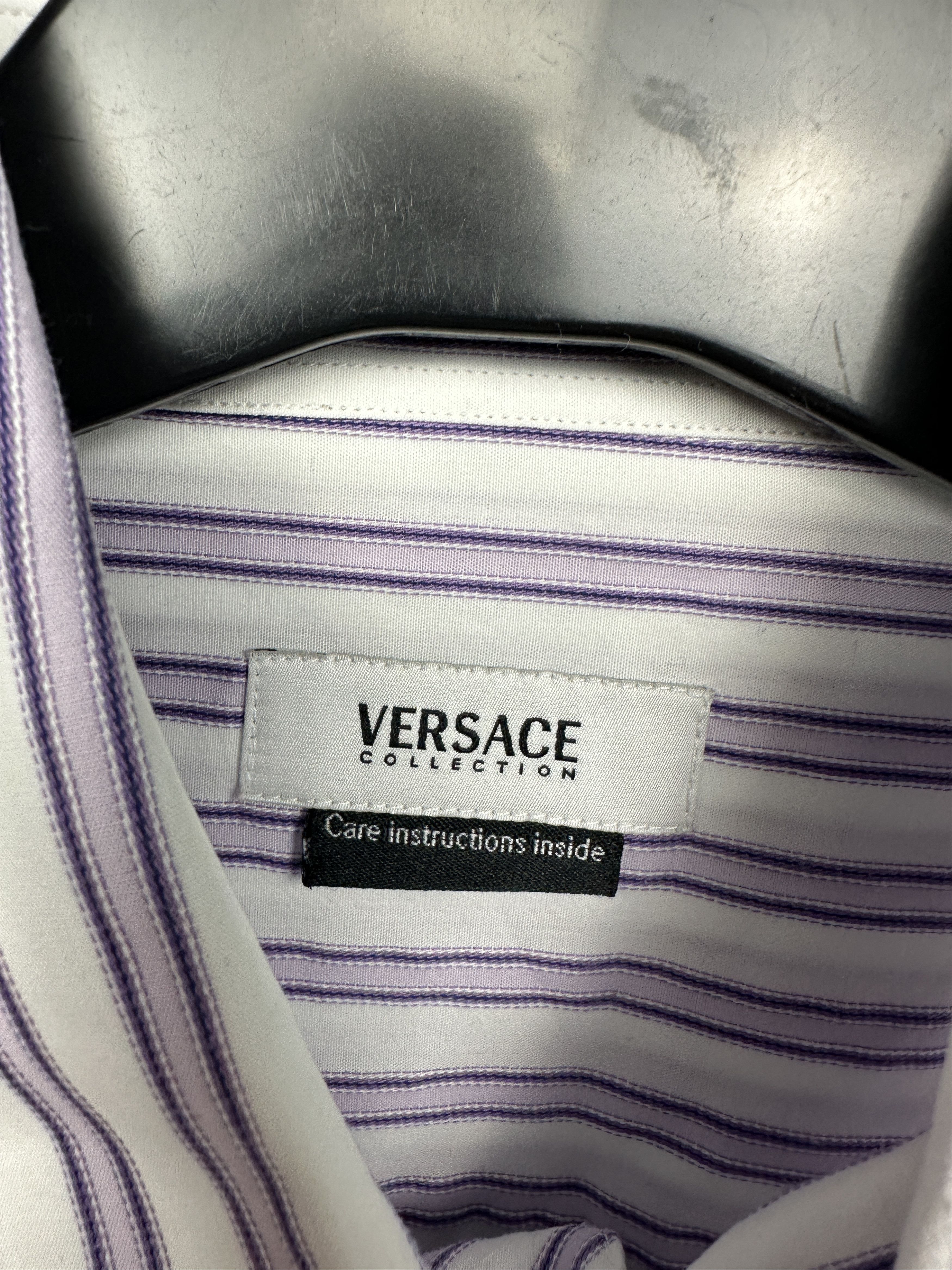Versace Versace Collection Mens Long Sleeve Striped Shirt Size US L / EU 52-54 / 3 - 3 Thumbnail