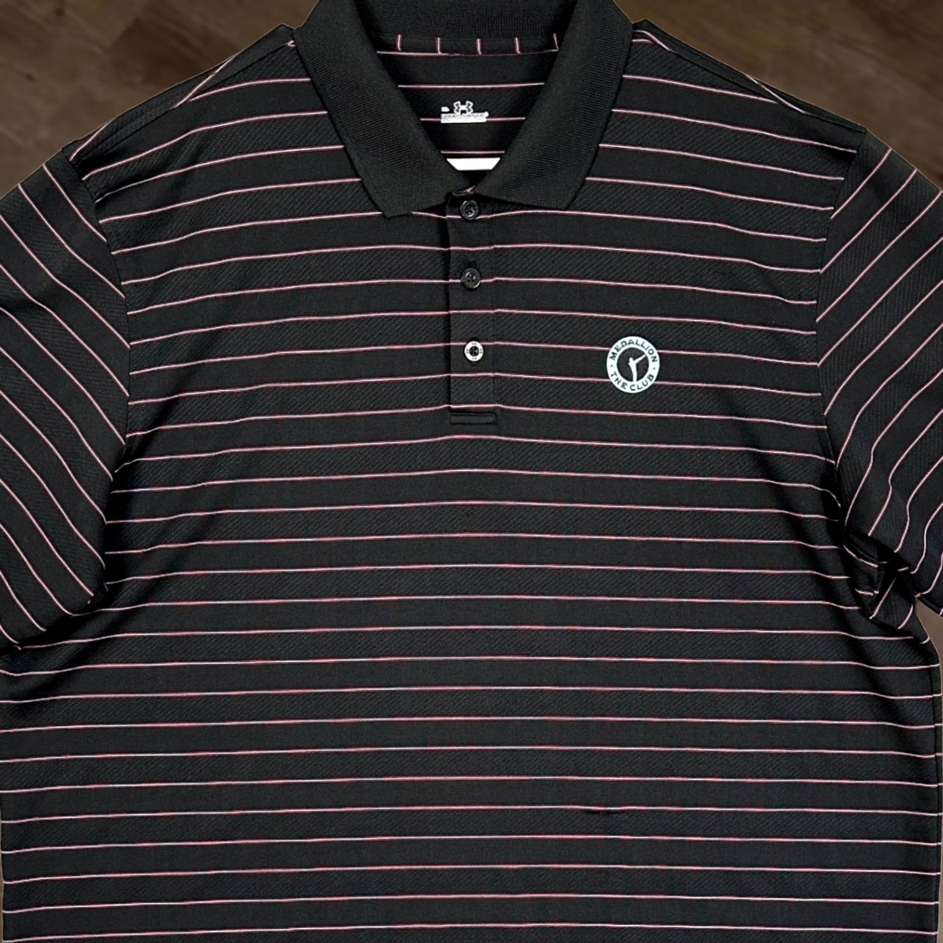 Under Armour Under Armour Polo Shirt Golf Polo Mens XL Black Pink Stripes Short Sleeve Logo Size US XL / EU 56 / 4 - 1 Thumbnail