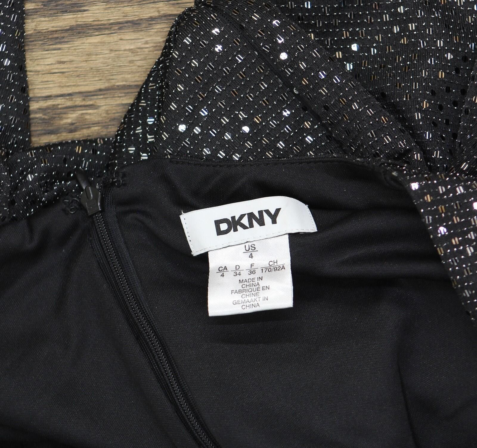 DKNY Dkny Womens Gathered-waist Dress Dd4iz632 Black / Silver 4 Size S / US 4 / IT 40 - 4 Thumbnail