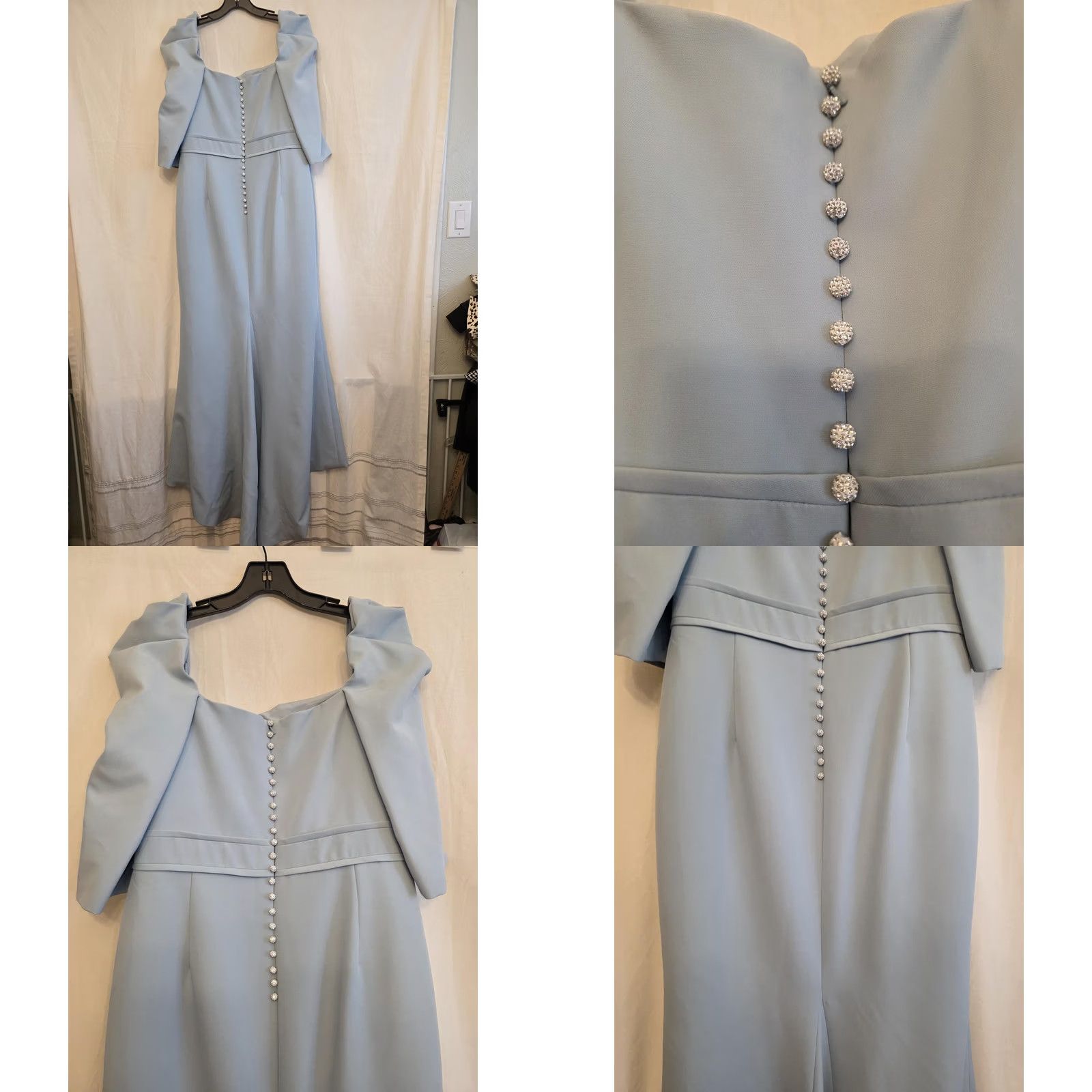 Vintage Alexander by Daymor Dress Womens 16 Blue Off Shoulder Rhinestone Mermaid Gown Mermaid Gown Dress Womens 16 Blue Off Shoulder Rhinestone Mermaid Gown Size XXL / US 16-18 / IT 52-54 - 8 Thumbnail