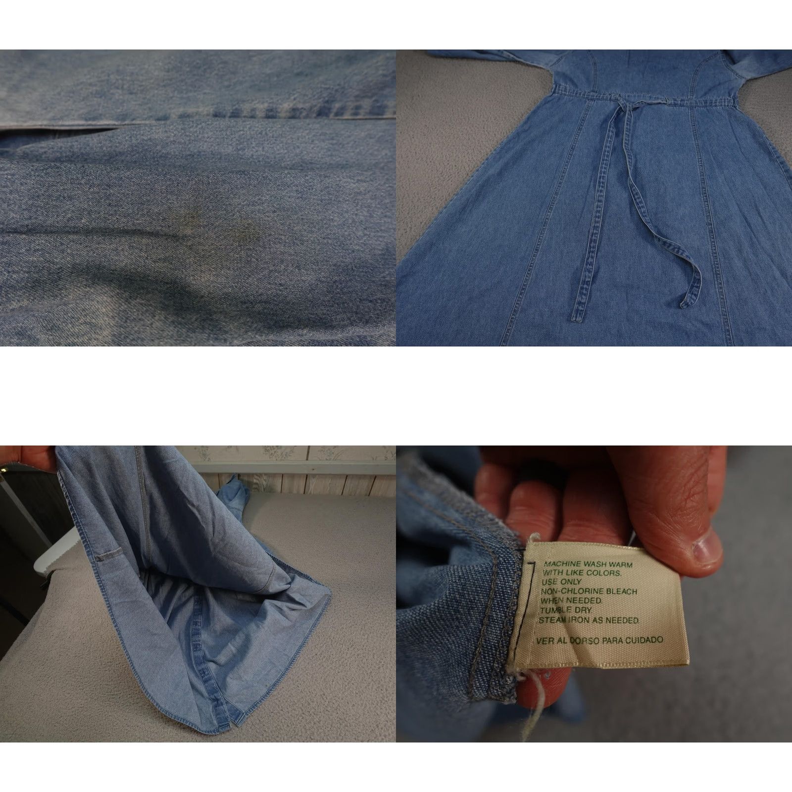 Vintage VINTAGE St. John's Bay Denim Dress Womens 12 Blue Denim Shirt Dress Long Sleeve Casual A-line Belt Button Front Collared 100% Cotton Jeanswear Size XL / US 12-14 / IT 48-50 - 10 Thumbnail