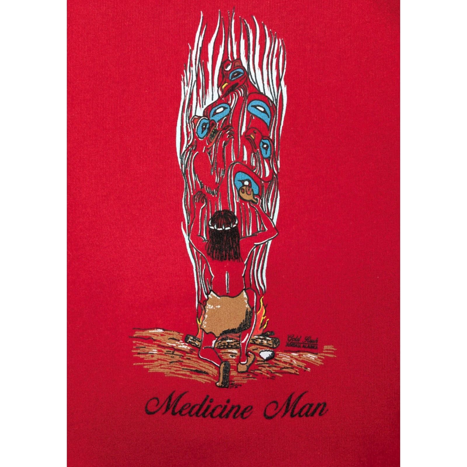 Jerzees VINTAGE Jerzees Alaska Medicine Man Crew Neck Pullover Sweatshirt Mens M Red Graphic Print 80s Size US M / EU 48-50 / 2 - 3 Thumbnail