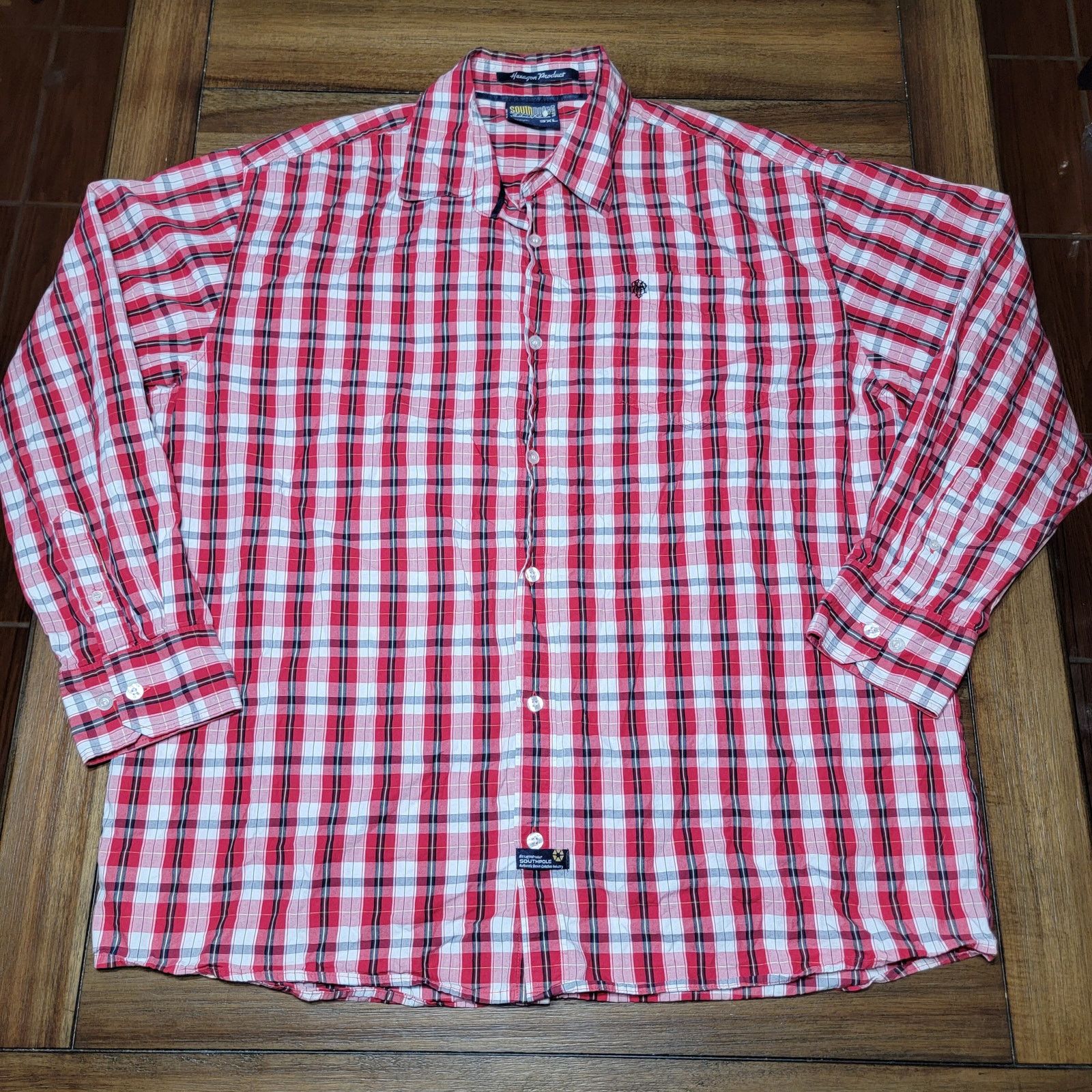 Southpole SouthPole LS Red Plaid Full Button Shirt - Size 3XL Size US XXL / EU 58 / 5 - 1 Thumbnail
