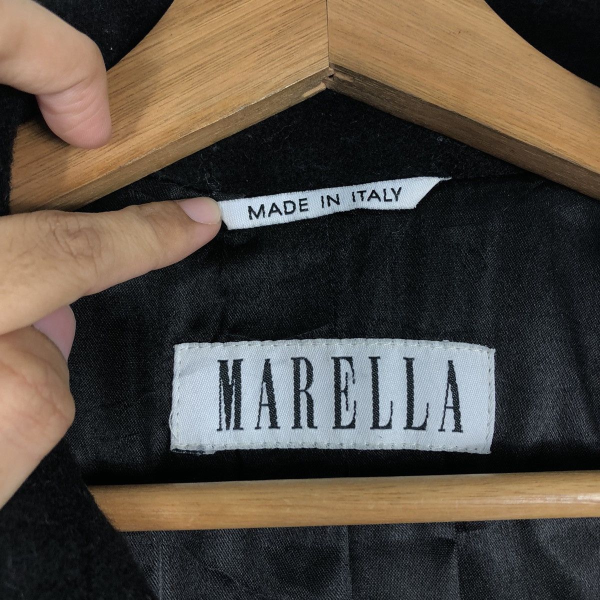 Japanese Brand 🔥Rich Black - Long Fly Coats Wool Herringbone Marella Size US M / EU 48-50 / 2 - 17 Thumbnail