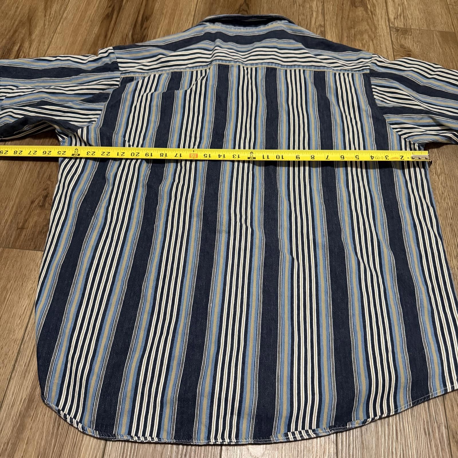 Basic Editions Vintage 90s Basic Editions Striped Denim Shirt XL Size US XL / EU 56 / 4 - 5 Thumbnail