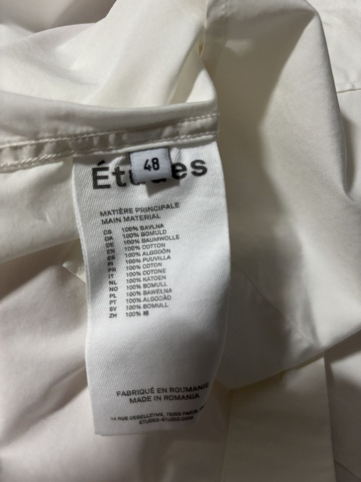 Etudes Etudes White Cotton Shirt Size US M / EU 48-50 / 2 - 4 Thumbnail