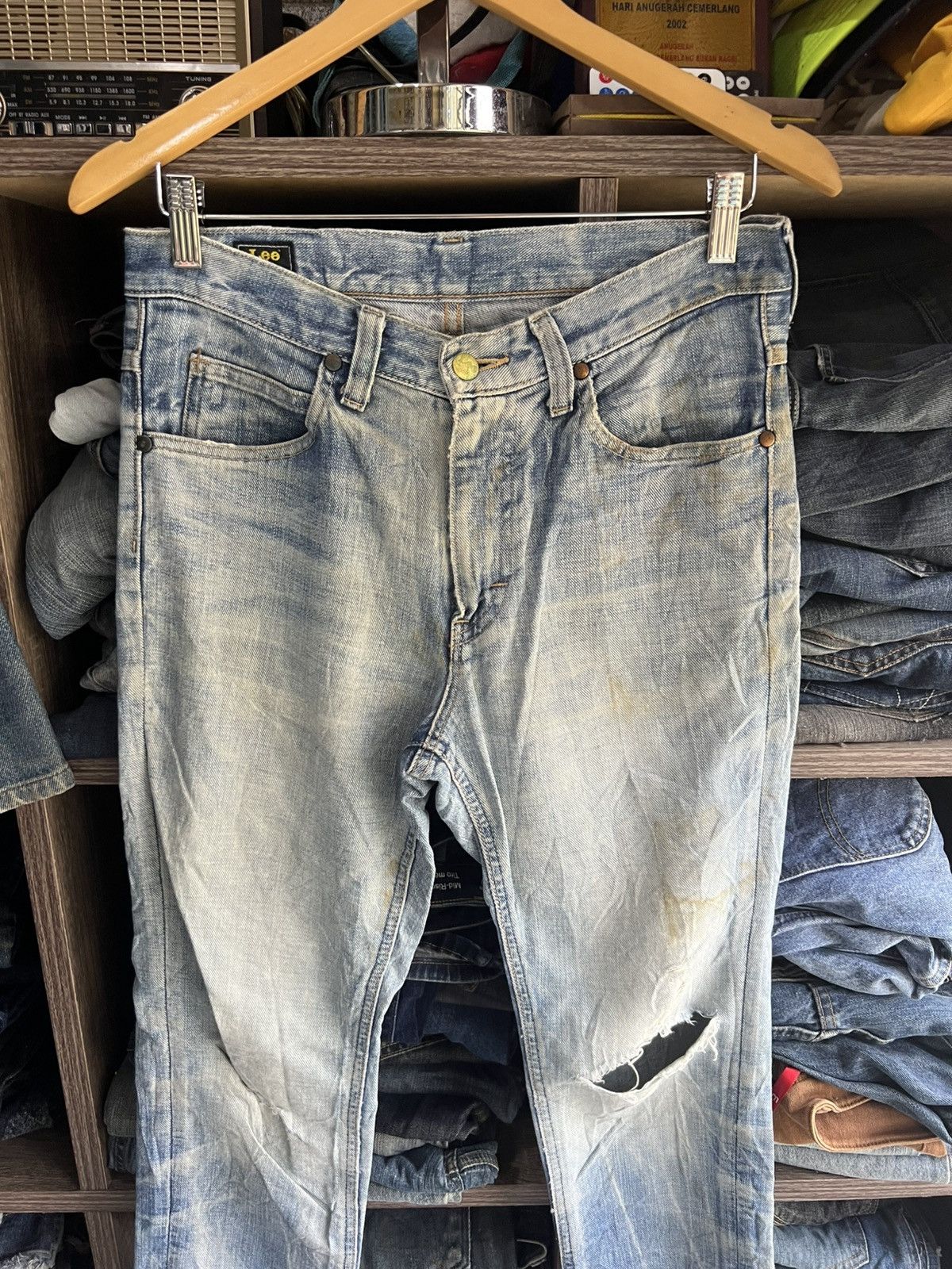 Lee 🔥Rare Vintage Lee 101+ Distressed Denim Size US 31 - 4 Thumbnail