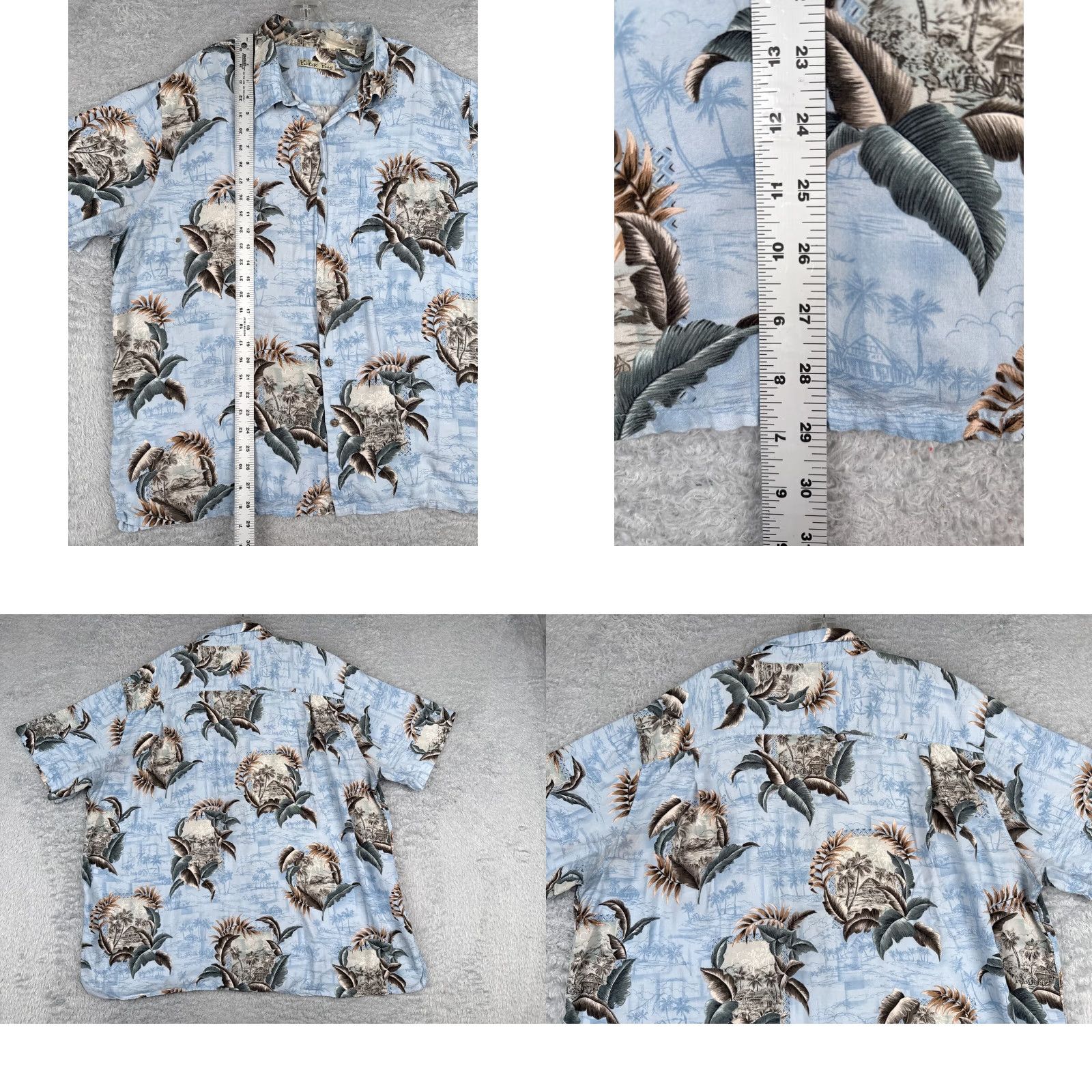 Vintage Batik Bay Shirt Adult 2XL XXL Blue Hut Palm Floral Leaf Hawaiian 100% Rayon Size US XXL / EU 58 / 5 - 9 Thumbnail