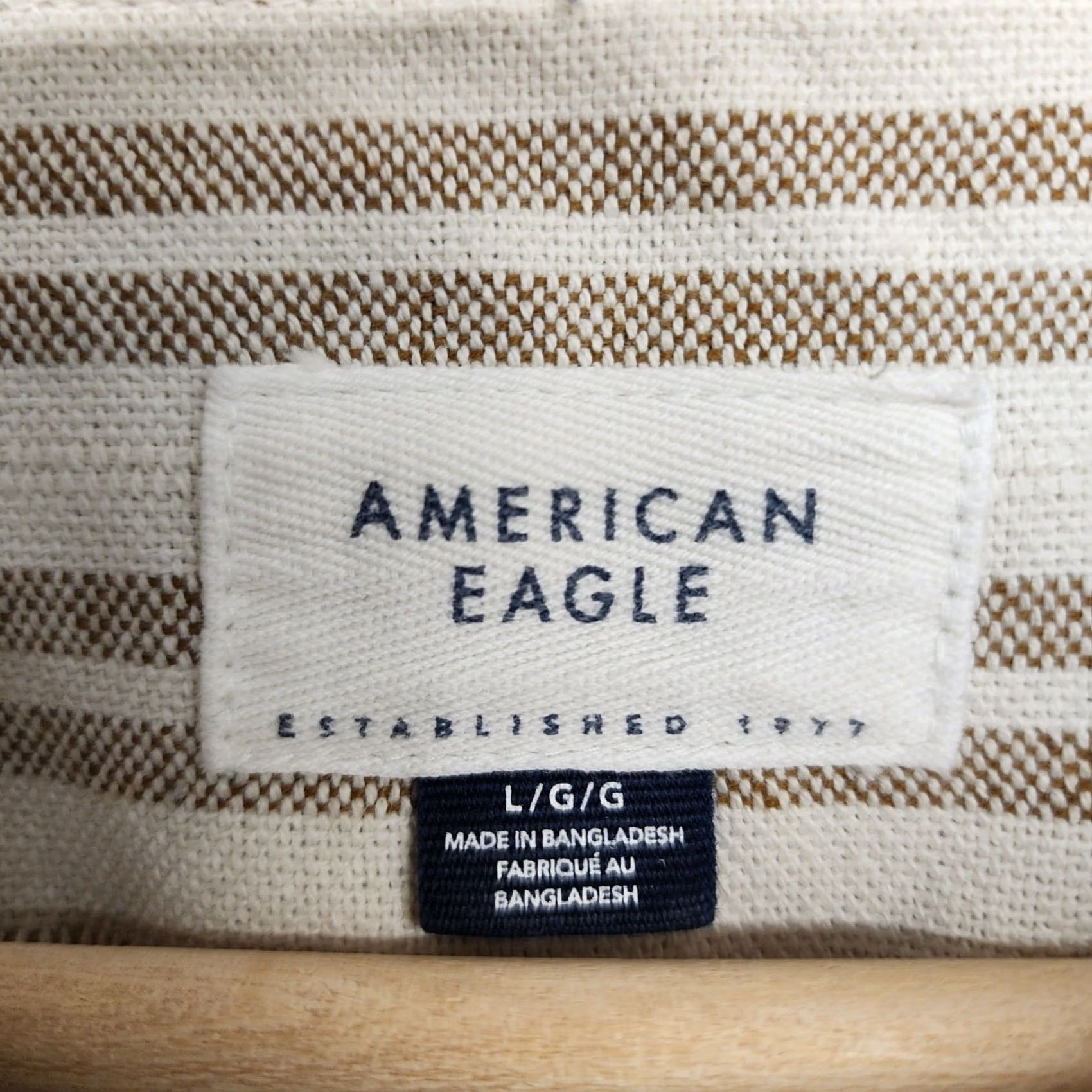 Vintage VINTAGE American Eagle Shirt Mens Large Short Sleeve Button Up Relaxed Heavy Cotton Camp Striped Collared Button-Up Mens Size US L / EU 52-54 / 3 - 3 Thumbnail