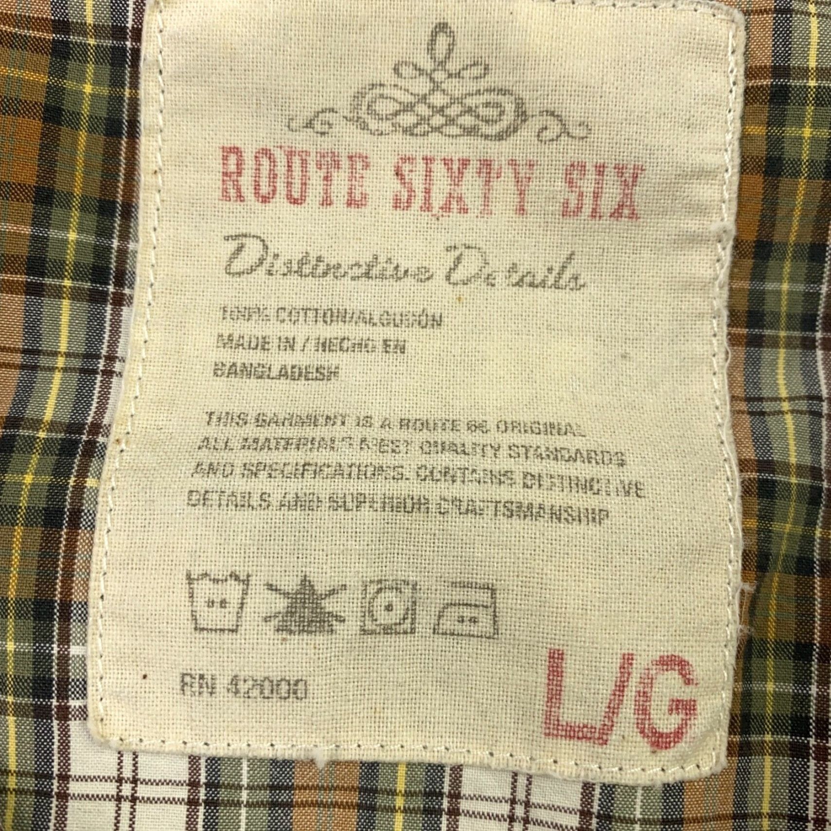 Route 66 VINTAGE Route 66 Brown Plaid Button-Up Shirt Large Mens Western Cowboy Snap Size US L / EU 52-54 / 3 - 5 Thumbnail