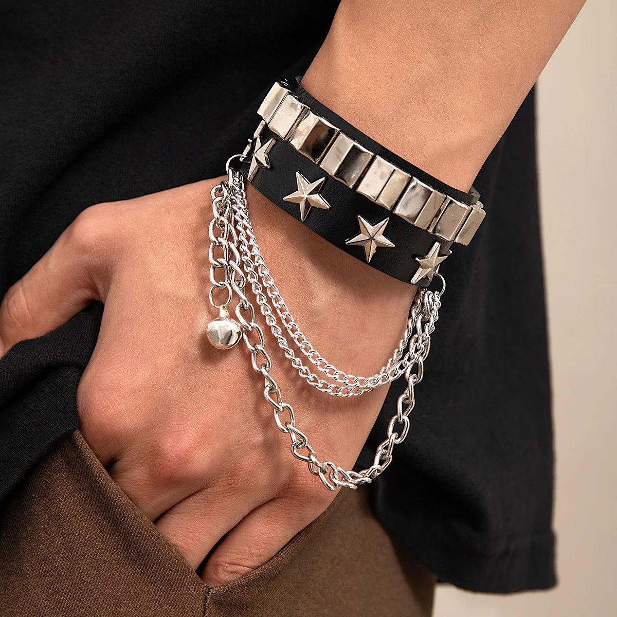 Jewelry Star Cuban Long Chain Tassel Bracelet Size ONE SIZE - 3 Thumbnail