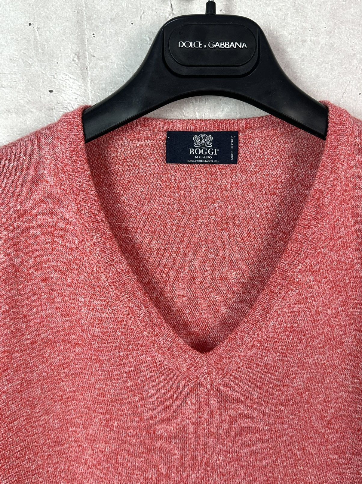 Boggi Boggi Coral Knit Cotton-Linen Blend V-Neck Men’s Sweater Size US S / EU 44-46 / 1 - 4 Thumbnail
