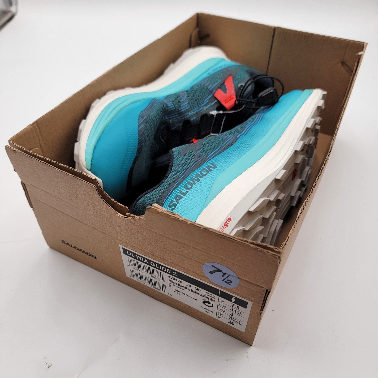 Salomon Mens Salomon Ultra Glide 2 Sz 8 US/7.5 UK 470425 28 Blue/Red Size US 8 / EU 41 - 9 Thumbnail