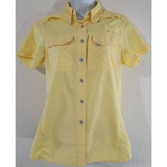Other Habit Yellow Button Up Short Sleeve Fishing Guide Shirt S