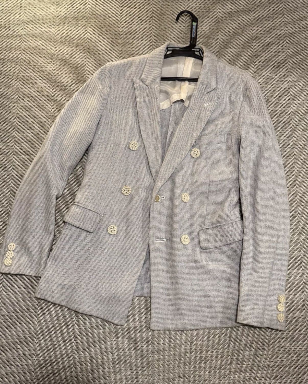 Comme des Garcons Blue Double-Breasted Light Jacket Size M Size US M / EU 48-50 / 2 - 1 Thumbnail