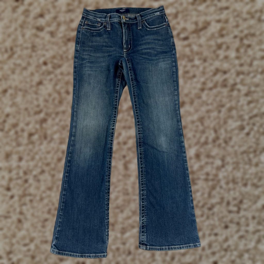Vintage Karen Kane Jeans Womens 6 Blue Denim Flared Low Rise 27x30 Cotton Blend Size 28" / US 6 / IT 42 - 1 Thumbnail