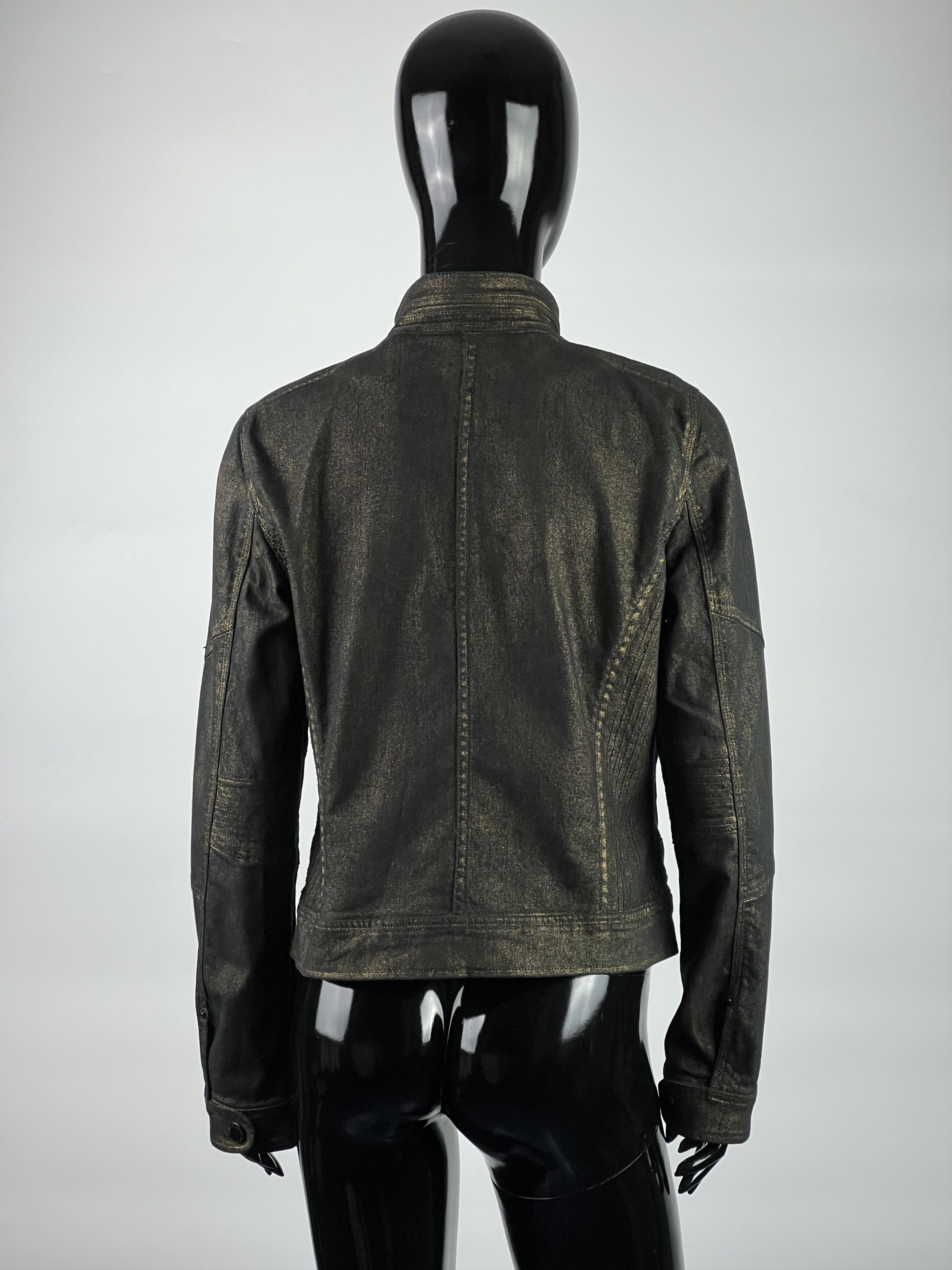 Ralph Lauren Ralph Lauren Women's Black Gold Denim Biker Jacket Size M Size M / US 6-8 / IT 42-44 - 3 Thumbnail