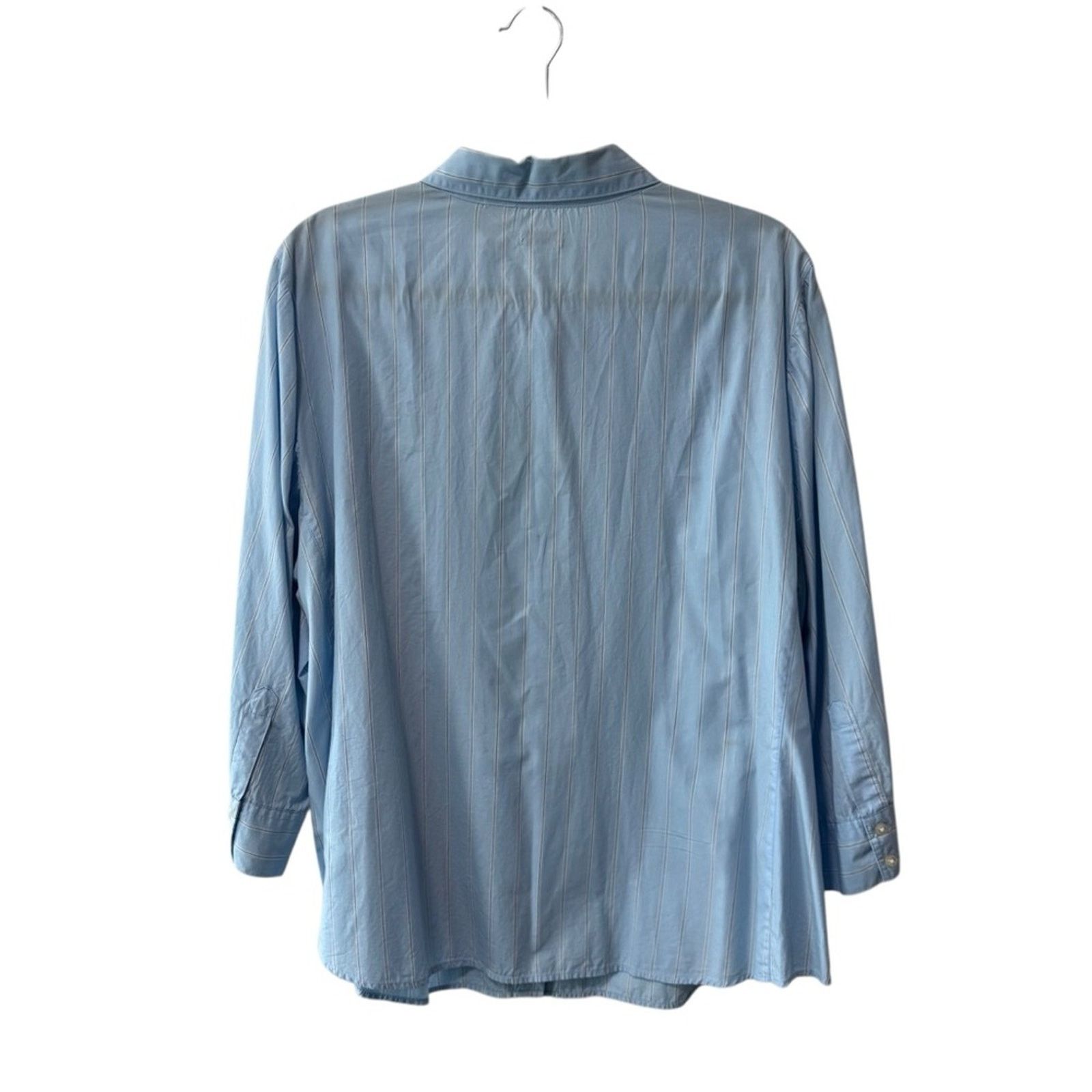Izod Izod Bracelet Sleeve Front Button Up Striped Top Blue 2X Size XXL / US 16-18 / IT 52-54 - 2 Thumbnail