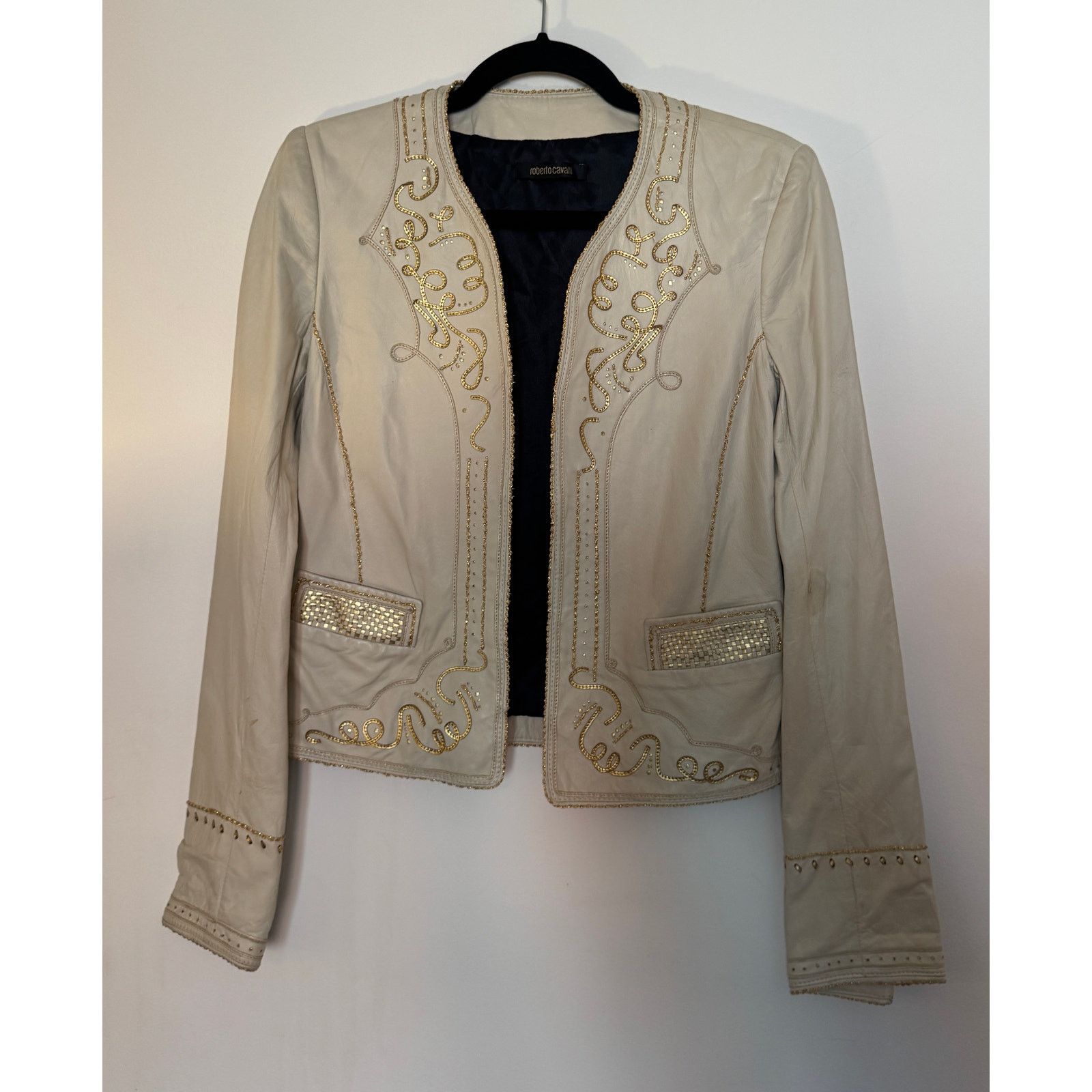 ROBERTO CAVALLI Women Leather Jacket Beige
