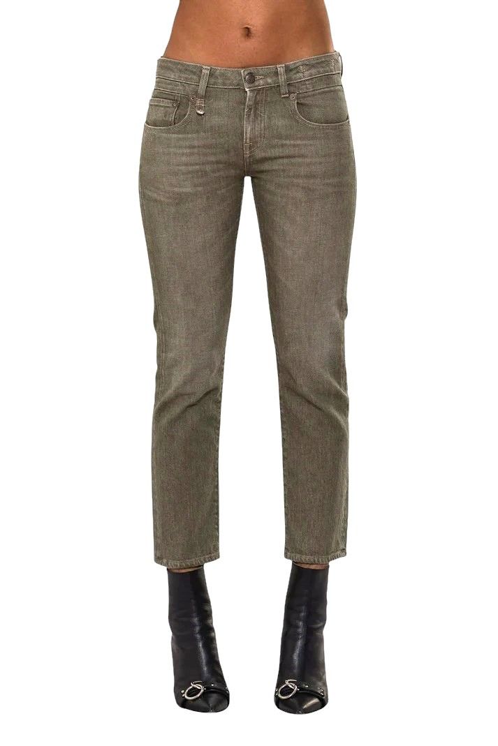 R13 BOY STRAIGHT 27 Cropped Washed Olive Green 84498 Size 27" / US 4 / IT 40 - 1 Thumbnail