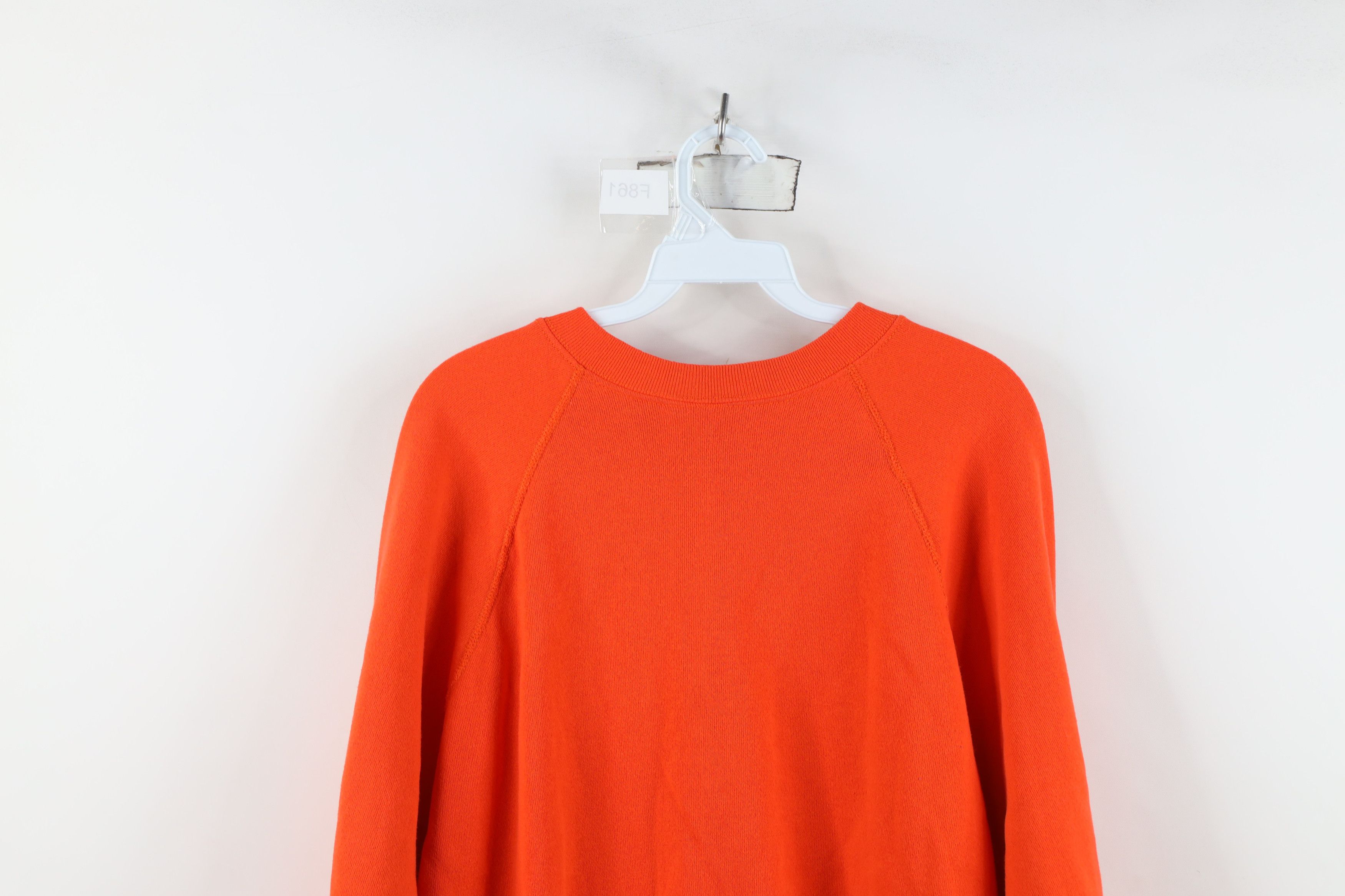 Vintage Vintage 90s Streetwear Blank Raglan Sweatshirt Orange USA Size US L / EU 52-54 / 3 - 12 Thumbnail