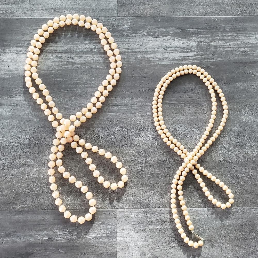 Designer Peach Classic Pearl Long Necklace Bundle Size ONE SIZE - 1 Thumbnail