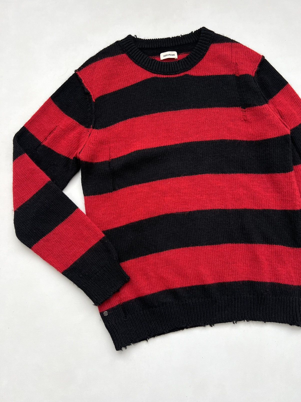 Zadig & Voltaire Zadig&Voltaire Bensti Striped Distressed Kurt Cobain Sweater Size US M / EU 48-50 / 2 - 6 Thumbnail
