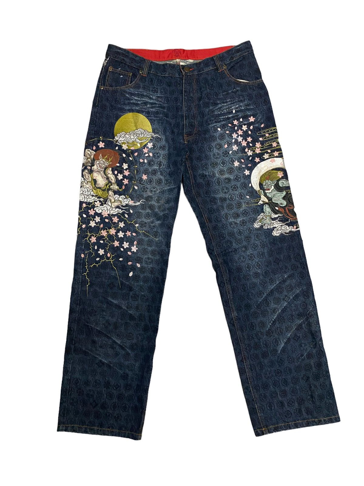 Vintage vintage The Japanese Tradition Embroided Denim Jeans Size US 38 / EU 54 - 1 Thumbnail