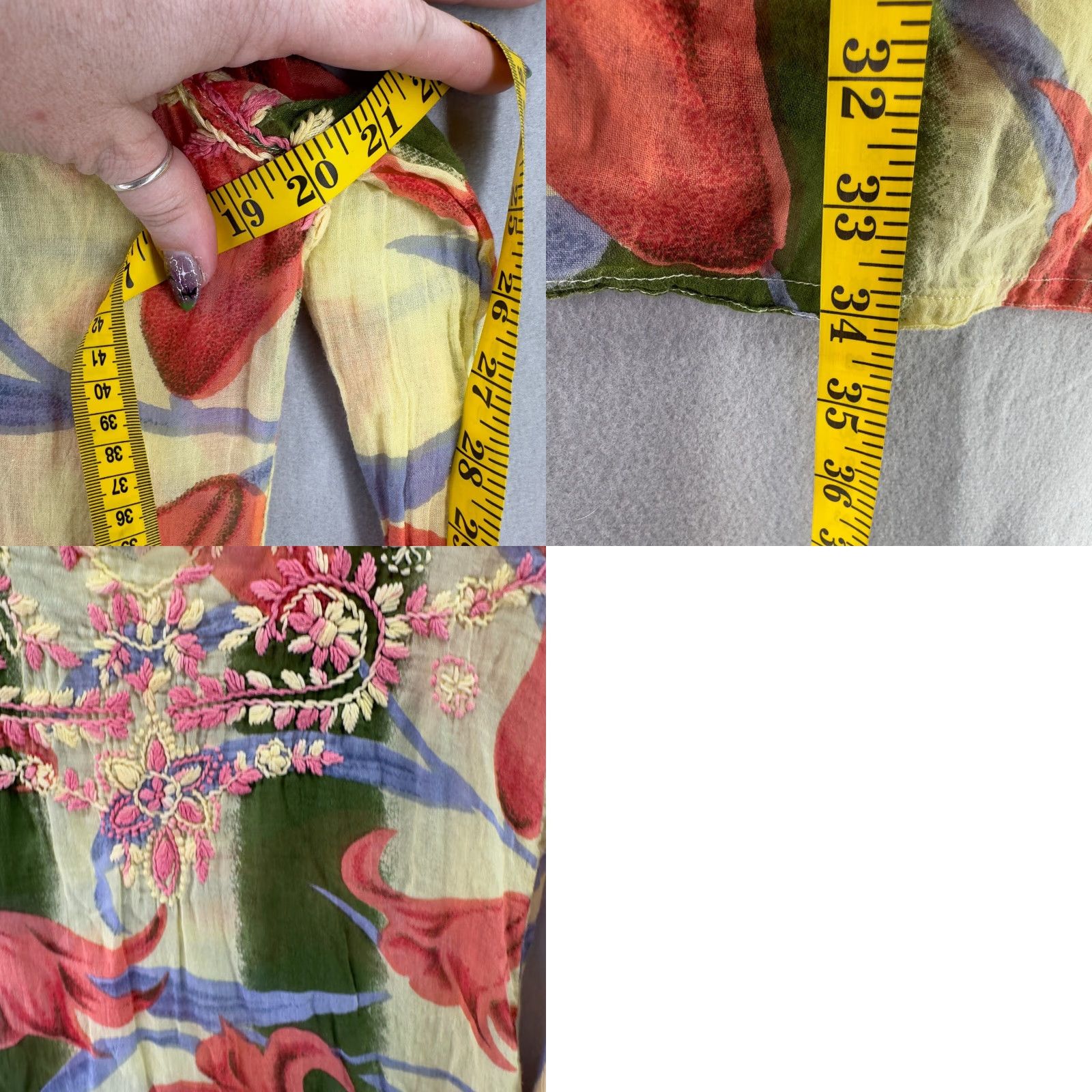 Vintage Raj Embroidered Tunic Dress S Top Cover Up Boho Floral Rio Cottagecore Y2k 90s Size S / US 4 / IT 40 - 9 Thumbnail