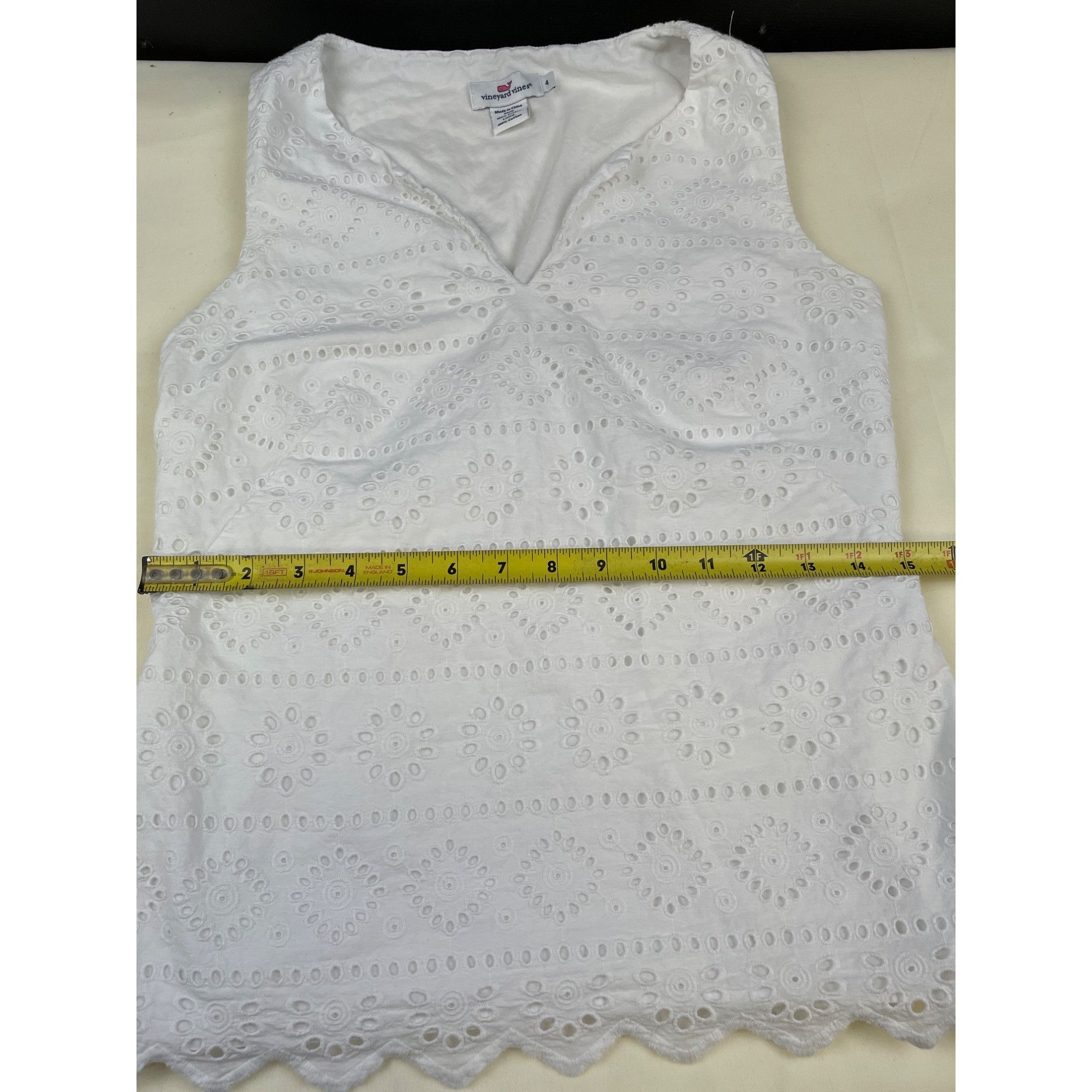Vineyard Vines Vineyard Vines Women's White Sleeveless Shirt/Blouse Scallop Size S / US 4 / IT 40 - 6 Thumbnail
