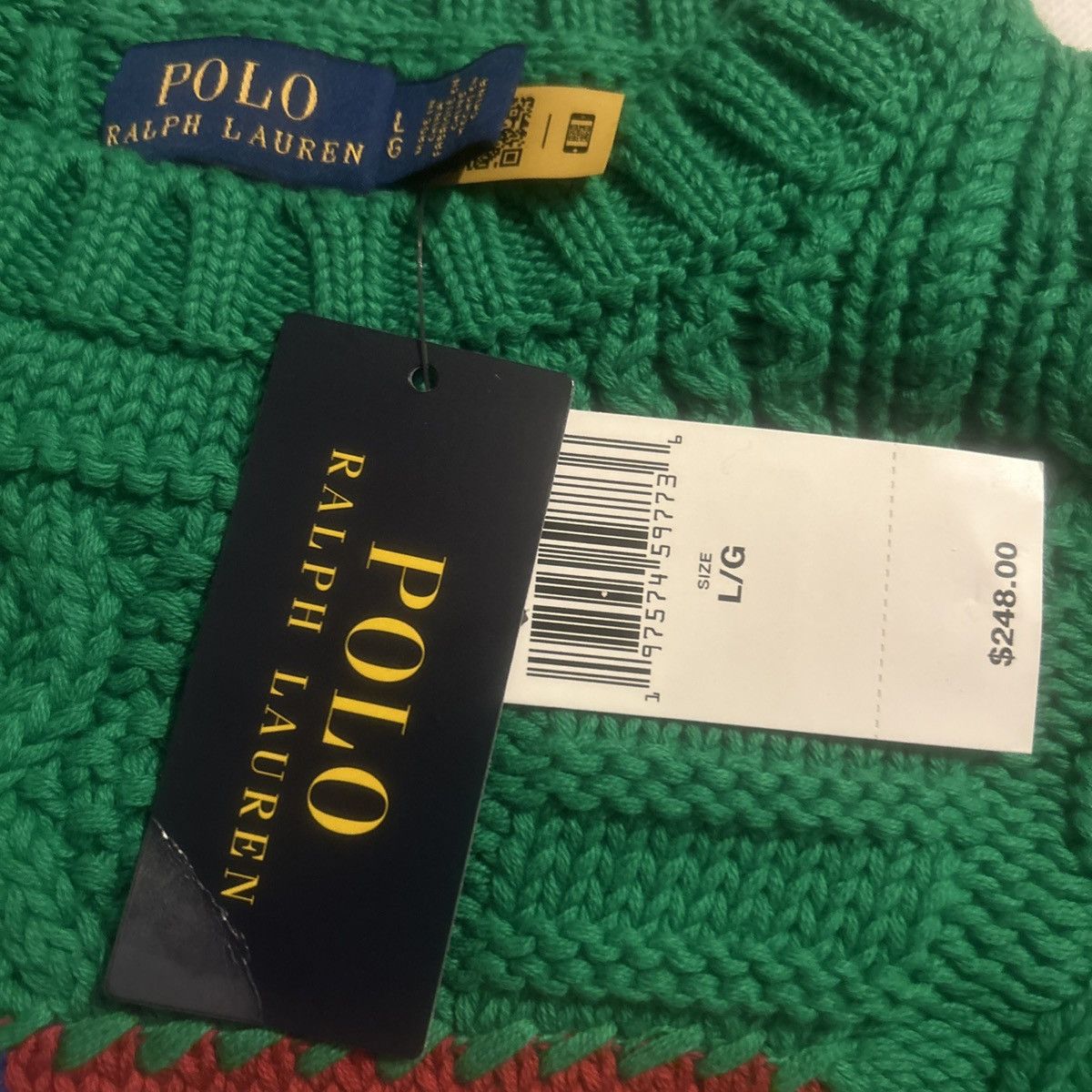 Polo Ralph Lauren Polo Ralph Lauren Aran-Knit Flag Cotton Sweater size L Size L / US 10 / IT 46 - 5 Thumbnail