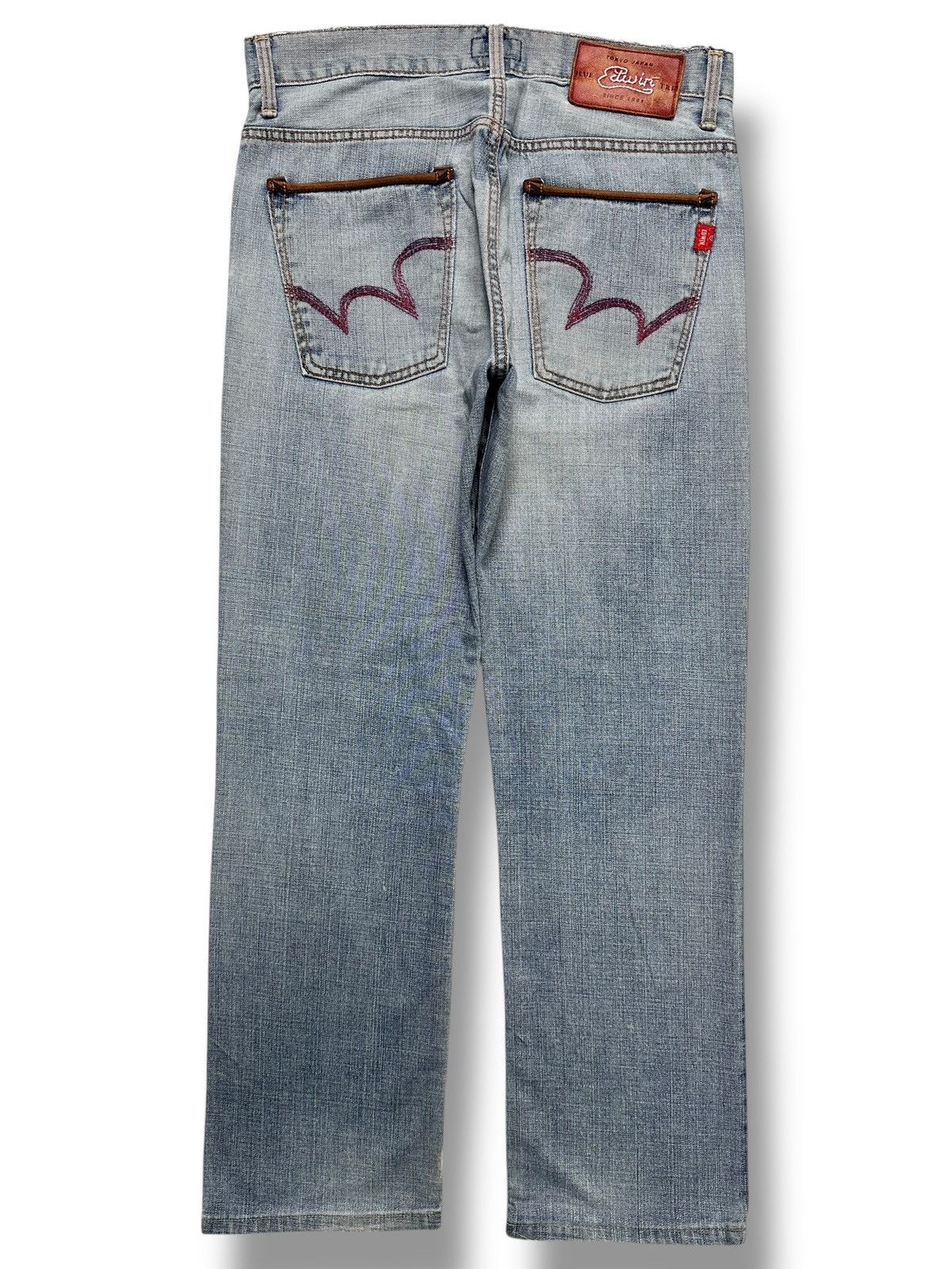 Edwin EDWIN BTJ03 Straight Leg Distressed Japan Denim Faded Wash Size US 34 / EU 50 - 3 Thumbnail