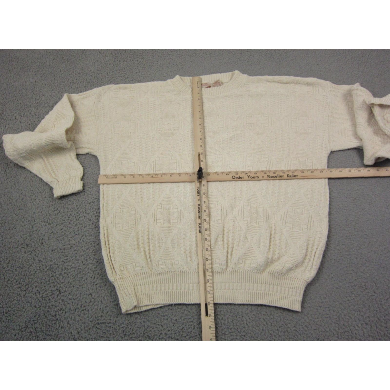 Vintage VINTAGE The Fox Collection Sweater Mens Large Tall LT Ivory Cotton Knit Crew Neck Long Sleeve Pullover All Seasons City Retro Clothing Mens LT Size US L / EU 52-54 / 3 - 6 Thumbnail