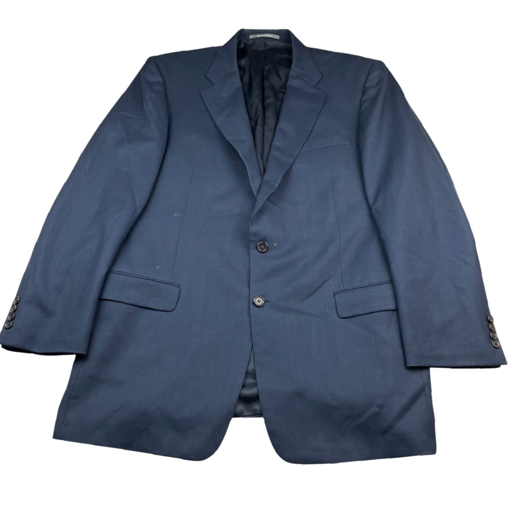 Vintage Hickey Freeman Blazer Men 44 Long Navy Blue Wool 2-Button Notch Single-Breasted 4-Button Cuff 100% Wool Size 44R - 2 Thumbnail